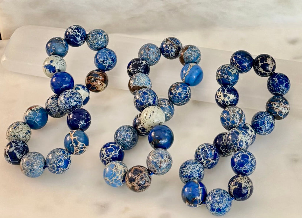 Atlantic Tide Blue Imperial Jasper Bracelet (8mm, 10mm, and 12mm)