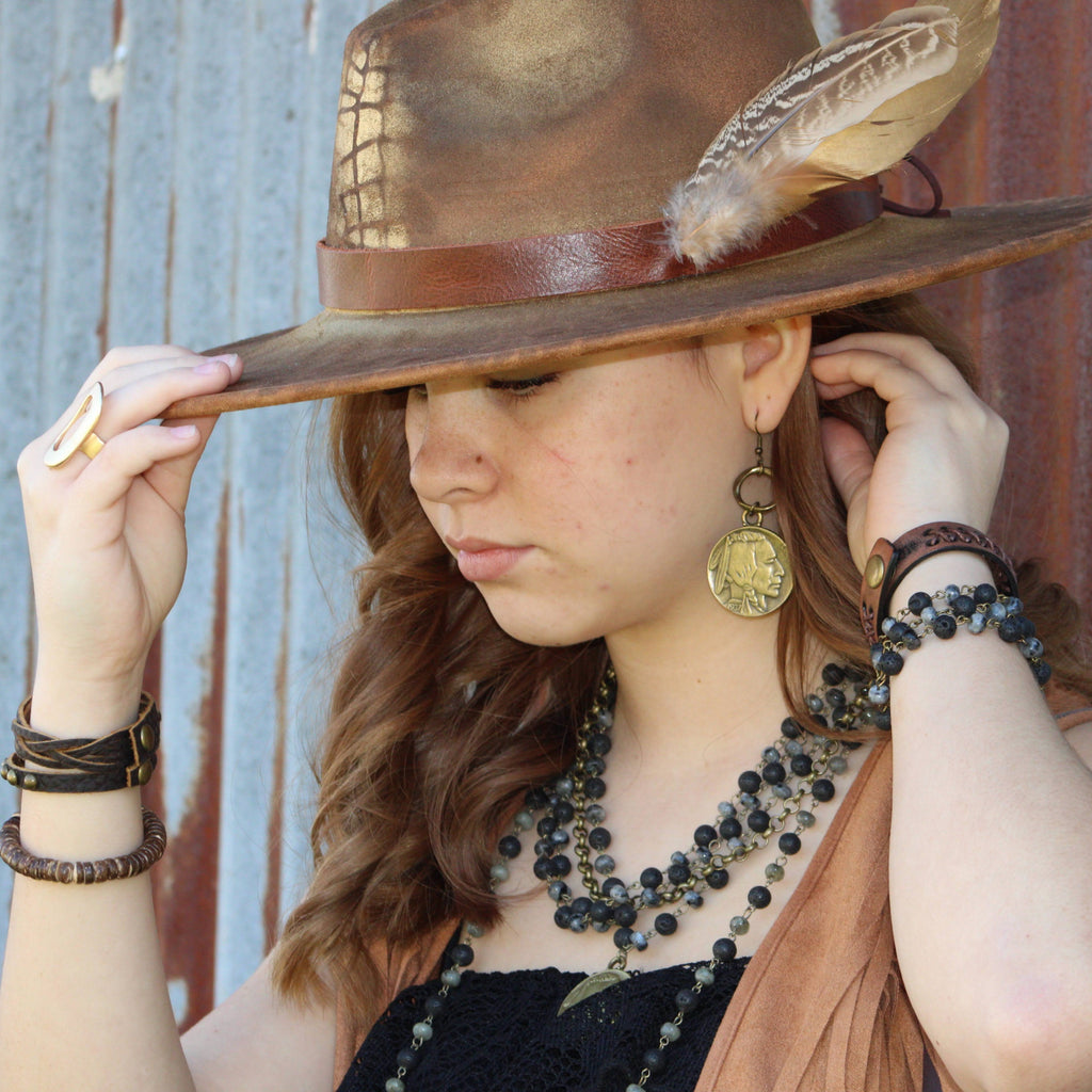 Copper Indian Buffalo Head Earrings 221e | Earrings | Wiccan Center