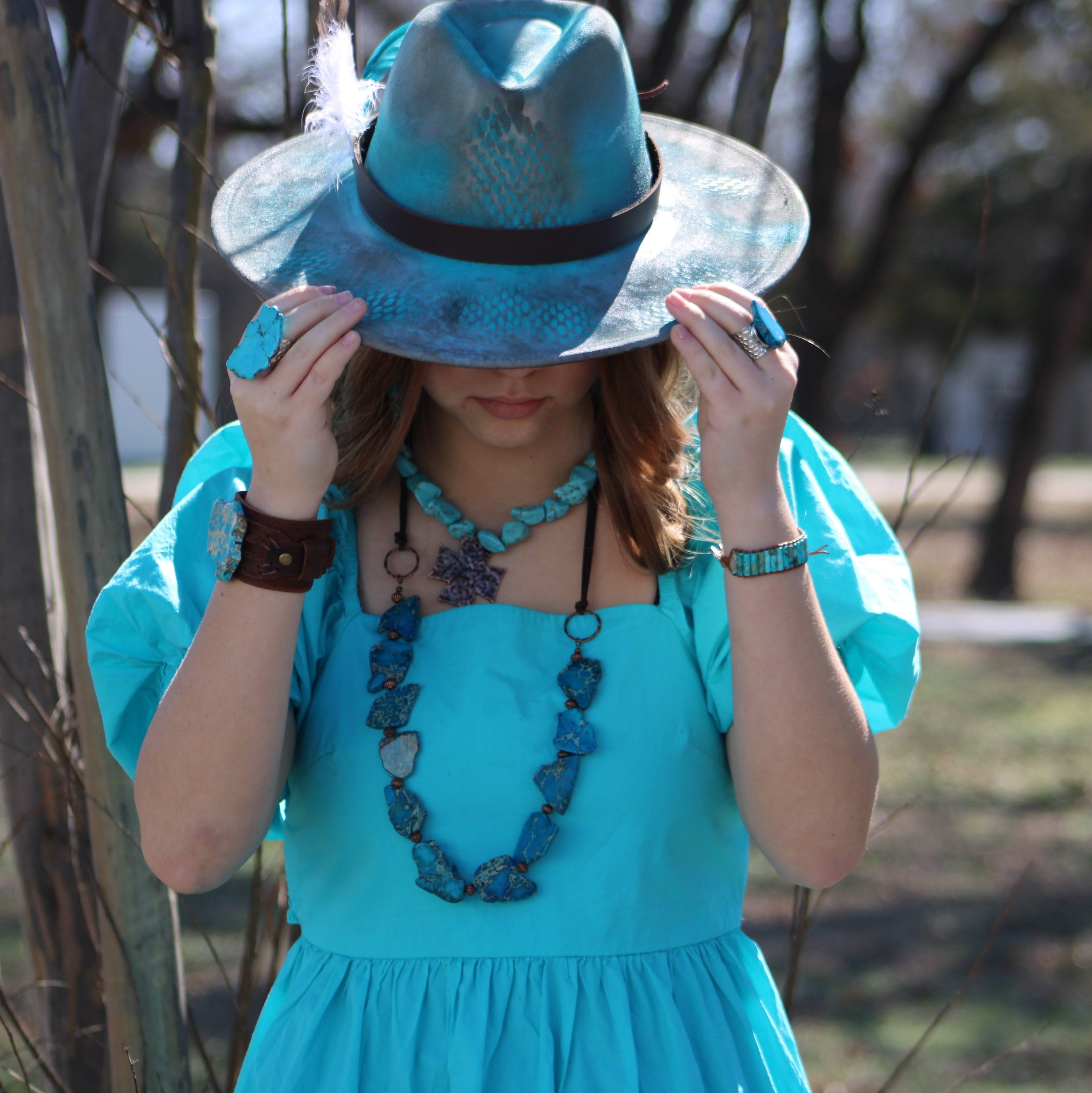 Blue Regalite Chunky Statement Ring 012k