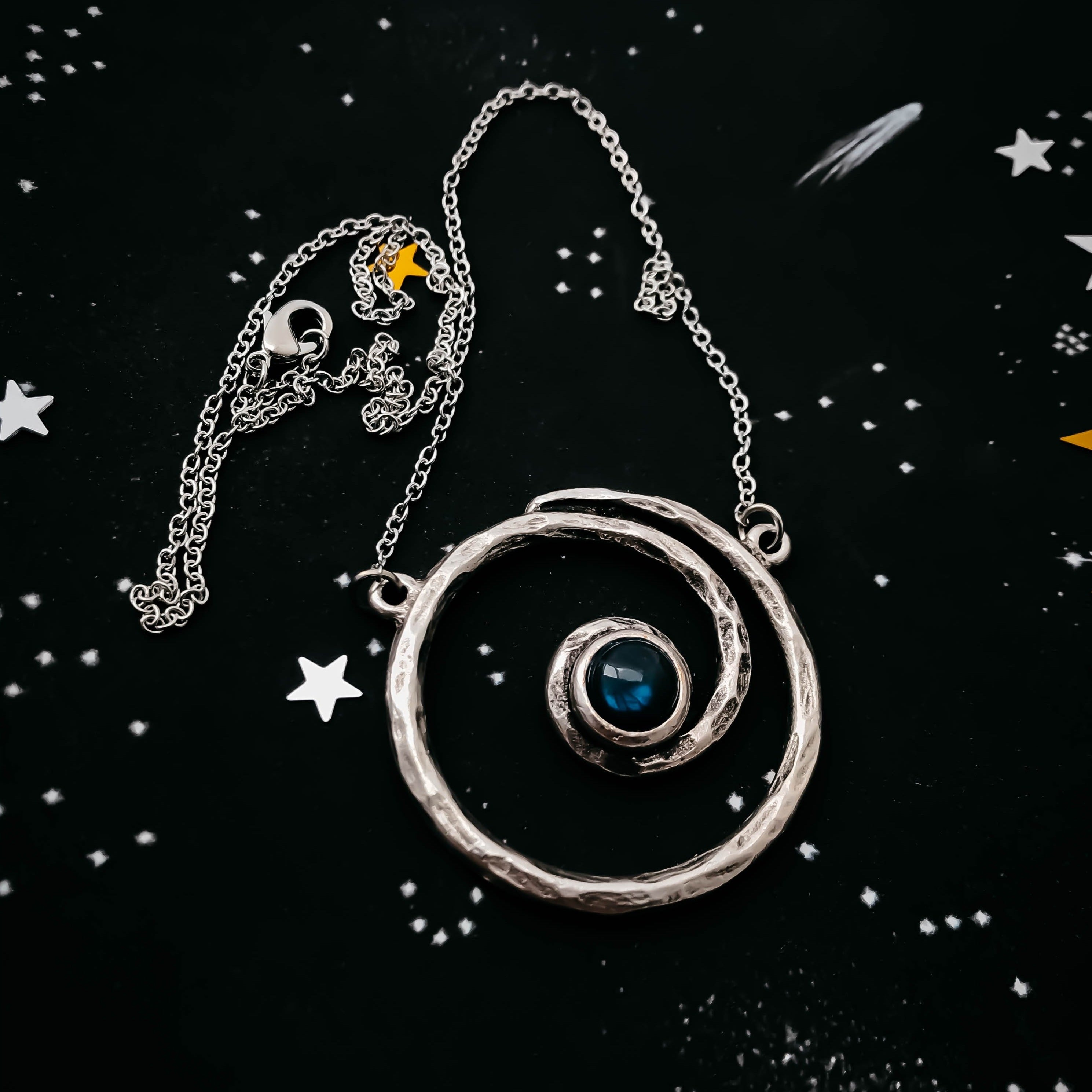 Milky Way Necklace - Spiral Silver Pendant with Labradorite | Necklace | Wiccan Center