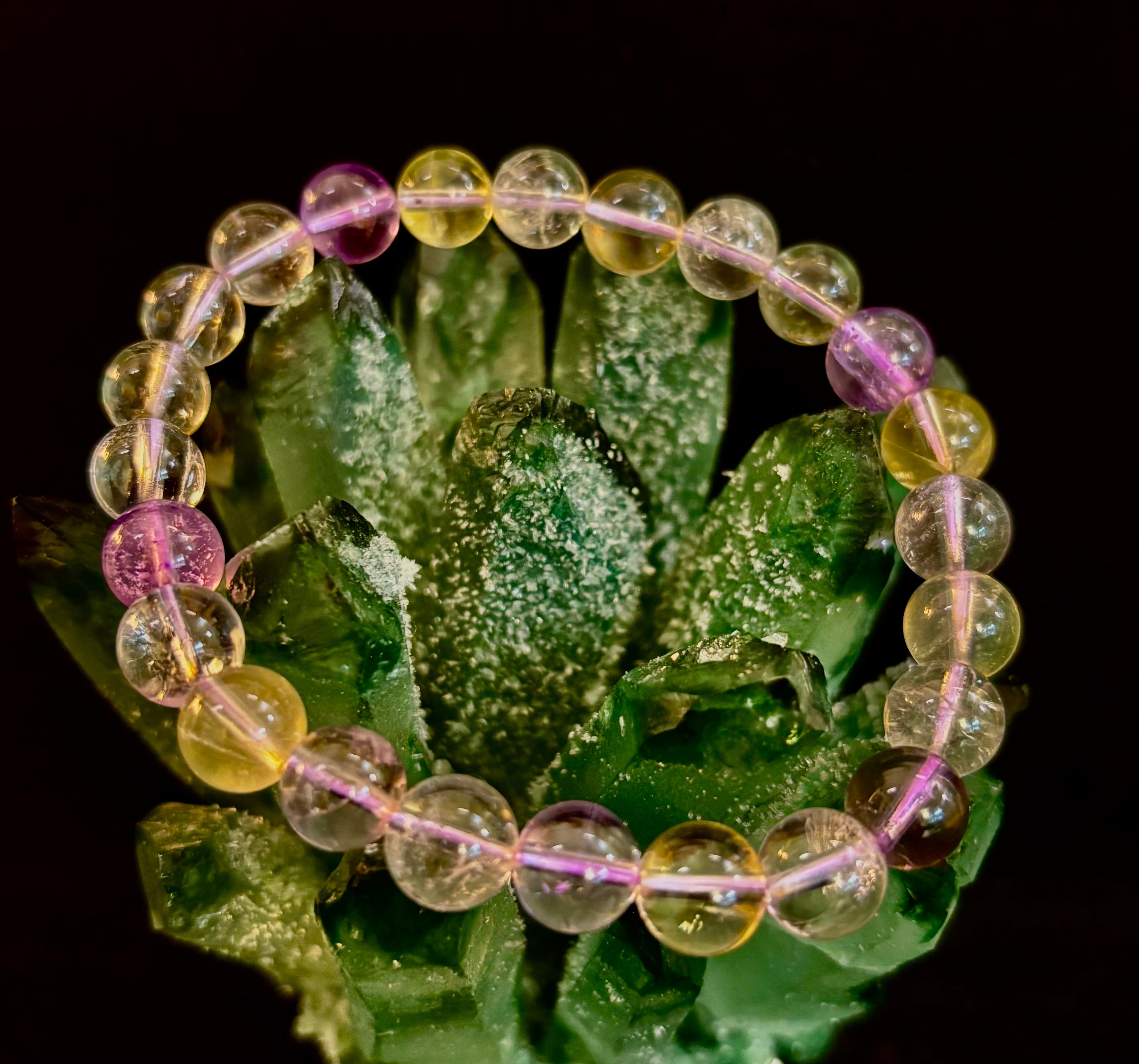 Ametrine Crystal Healing Stretch Bracelet for Intuition, Abundance & Harmony (8mm)
