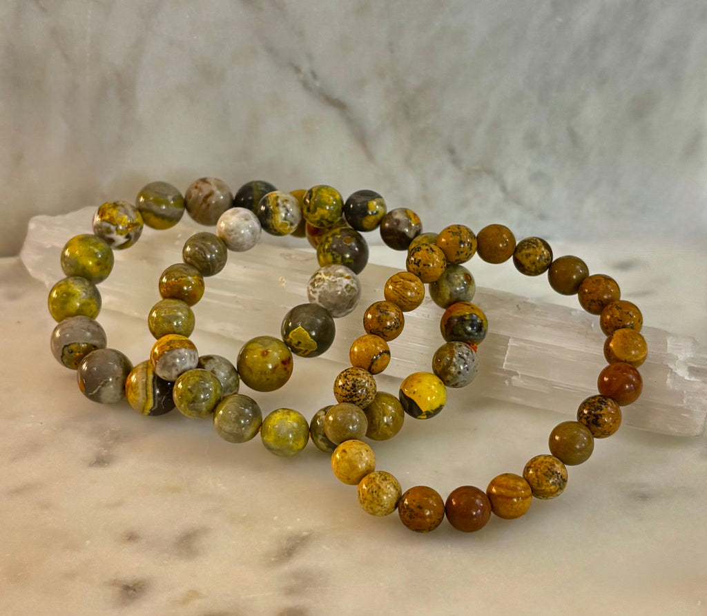 🐝 Bumble Bee Jasper Statement Bracelet – Rare Natural Gemstone | Limited Supply | Three Bead Sizes