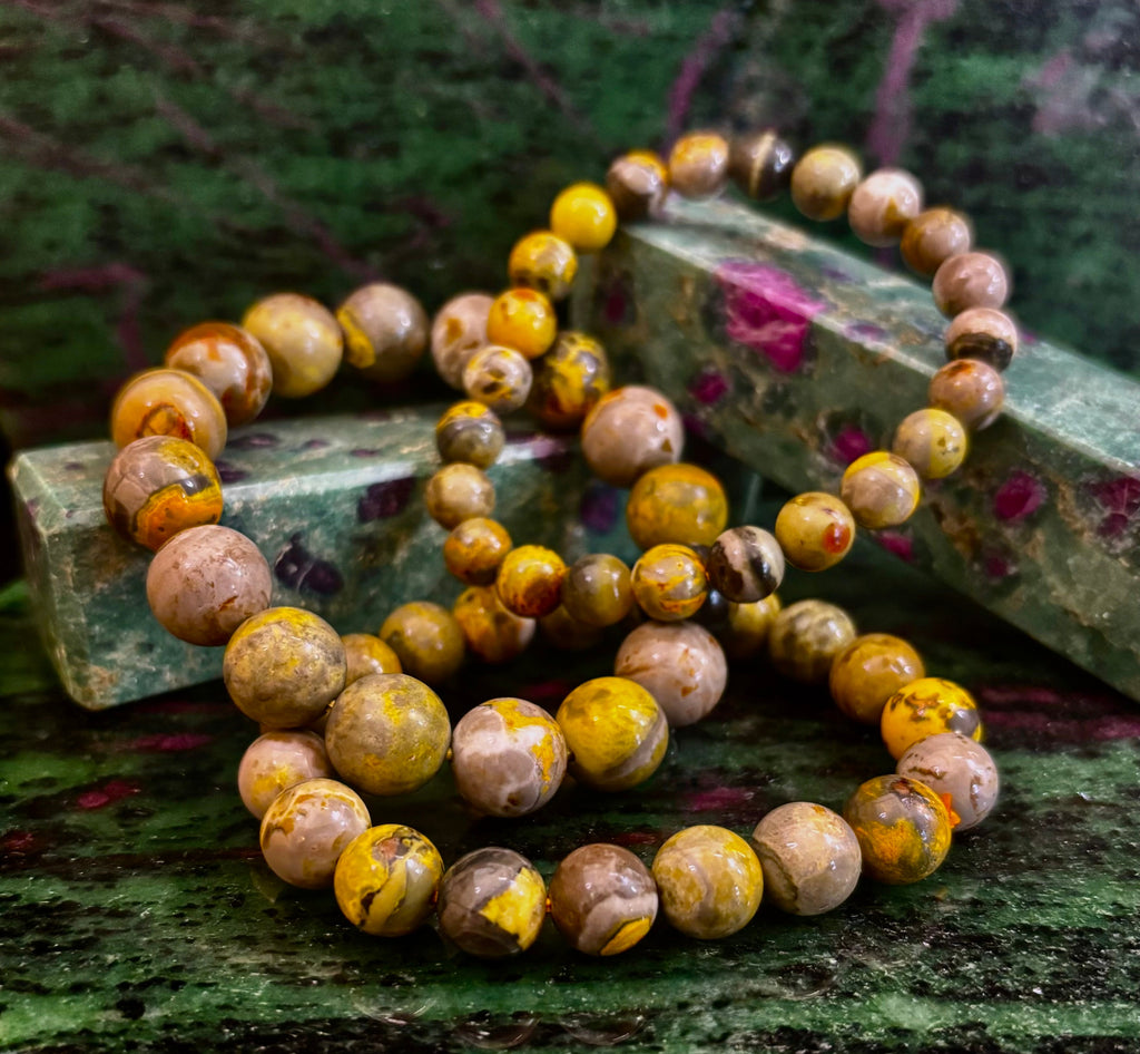 🐝 Bumble Bee Jasper Statement Bracelet – Rare Natural Gemstone | Limited Supply | Three Bead Sizes