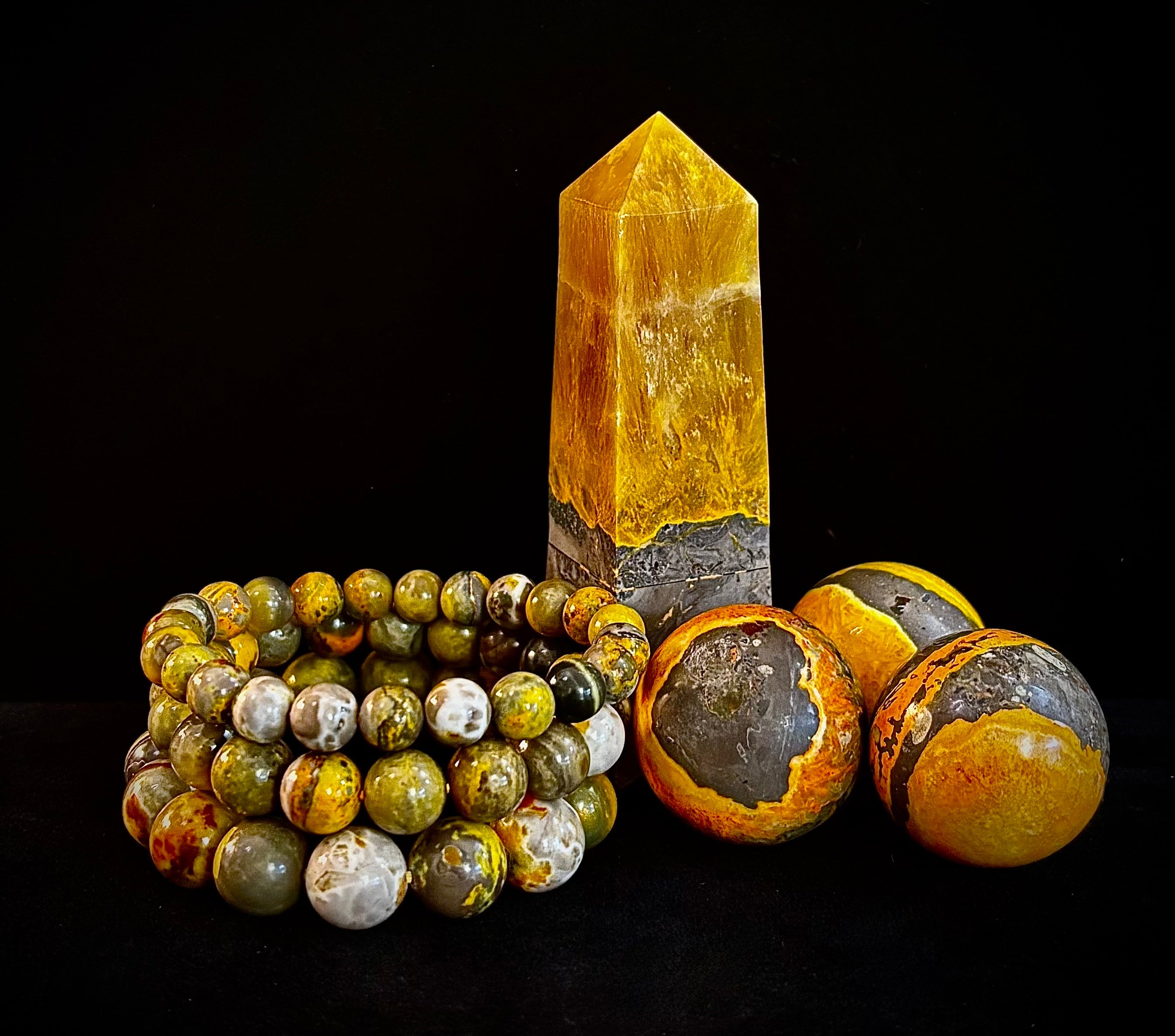 🐝 Bumble Bee Jasper Statement Bracelet – Rare Natural Gemstone | Limited Supply | Three Bead Sizes