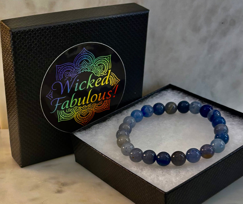 Reiki-Infused Natural Blue Aventurine Bracelet for Calm Communication, Inner Peace & Third Eye Focus (8mm)