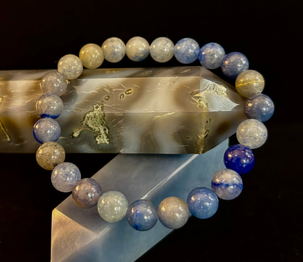 Reiki-Infused Natural Blue Aventurine Bracelet for Calm Communication, Inner Peace & Third Eye Focus (8mm)