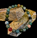 Reiki-Infused Faceted Indian Agate Bracelet for Inner Peace, Grounding & Emotional Harmony (8mm)