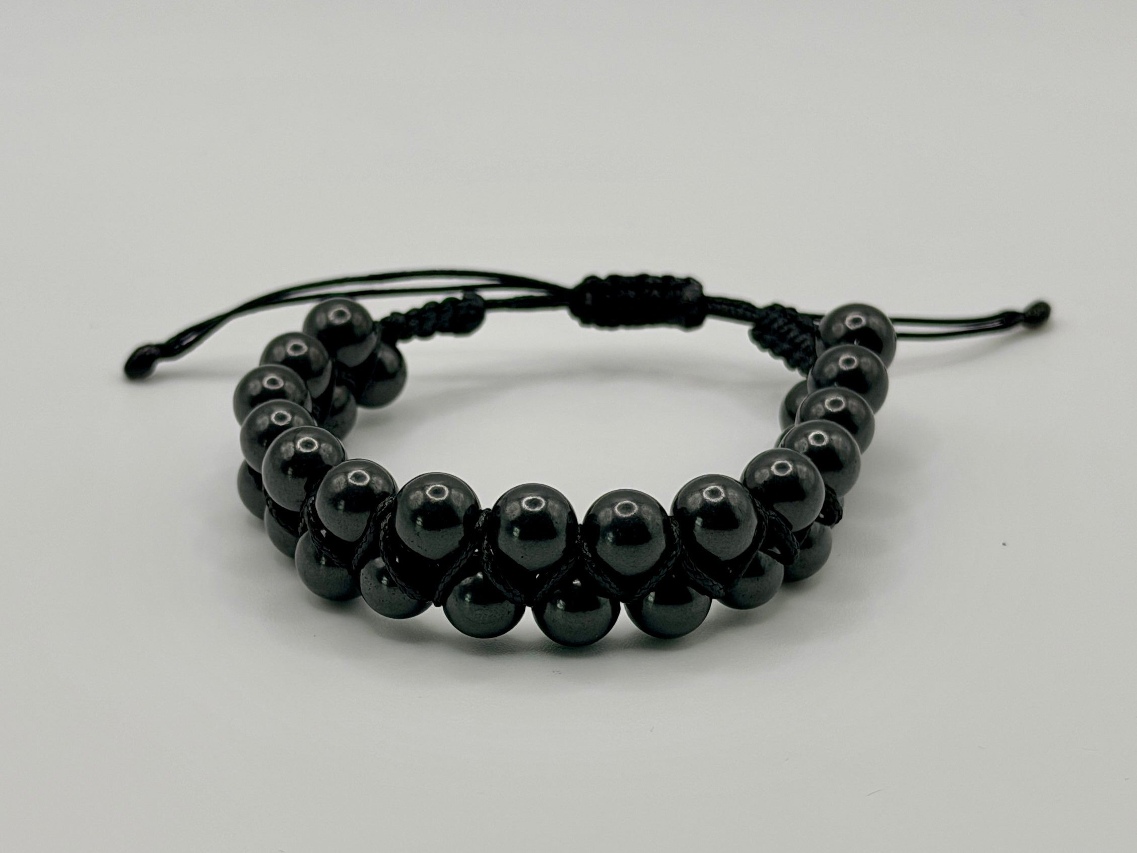 SHUNGITE DOUBLE MACRAME BRACELETS! - EMF Protection - Hand Cut Genuine Natural Shungite Bracelet High Quality Black Lustrous Gemstone from Russia