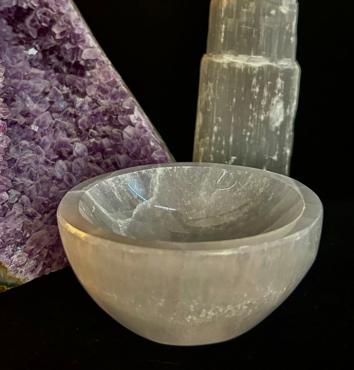 The Sacred Nightstand Selenite Cleansing Bowl | 3" Moroccan Crystal Charging & Ring Dish | | Wiccan Center