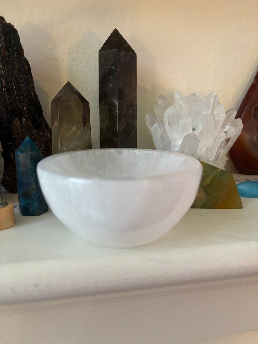 The Sacred Nightstand Selenite Cleansing Bowl | 3" Moroccan Crystal Charging & Ring Dish | | Wiccan Center