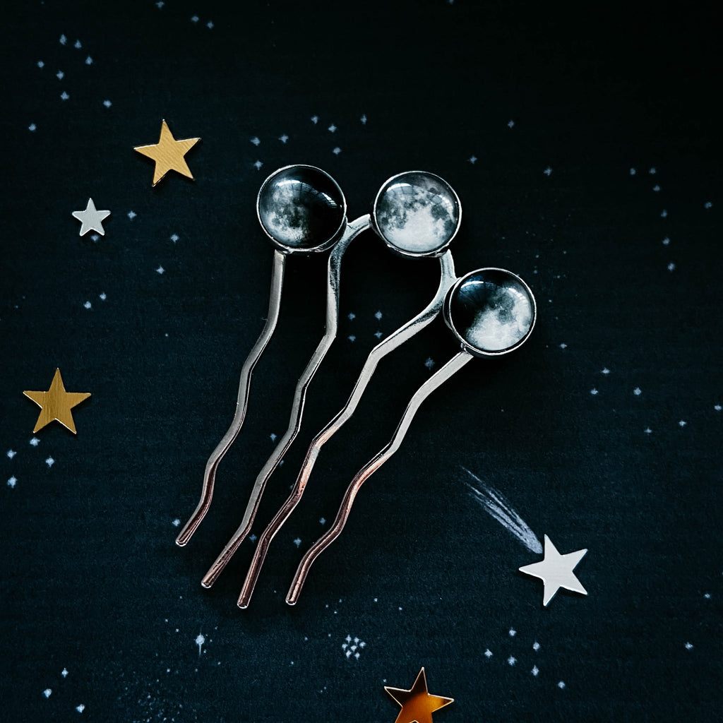 Moon Phase Trio Hair Pin | Hair Accessories | Wiccan Center