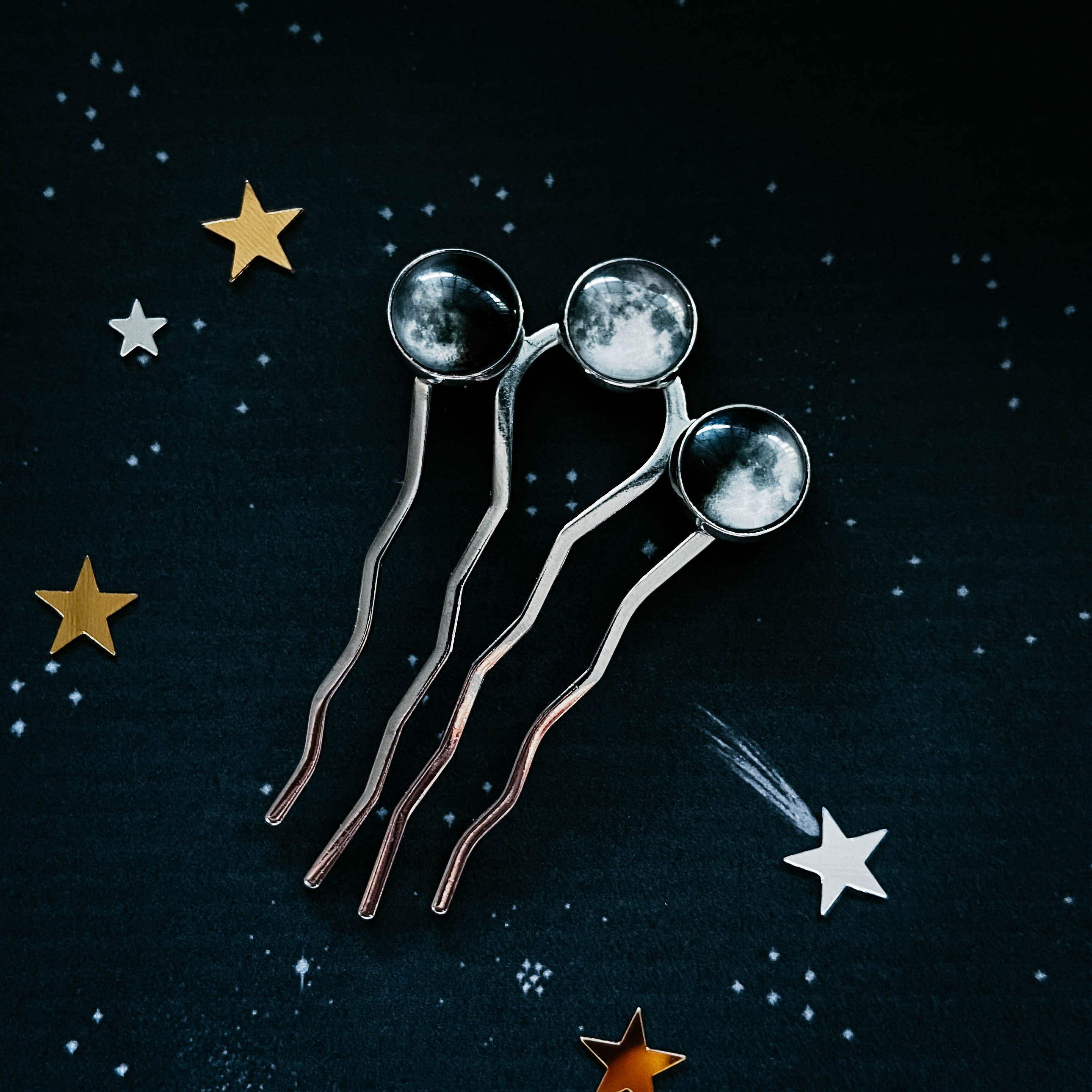 Moon Phase Trio Hair Pin | Hair Accessories | Wiccan Center