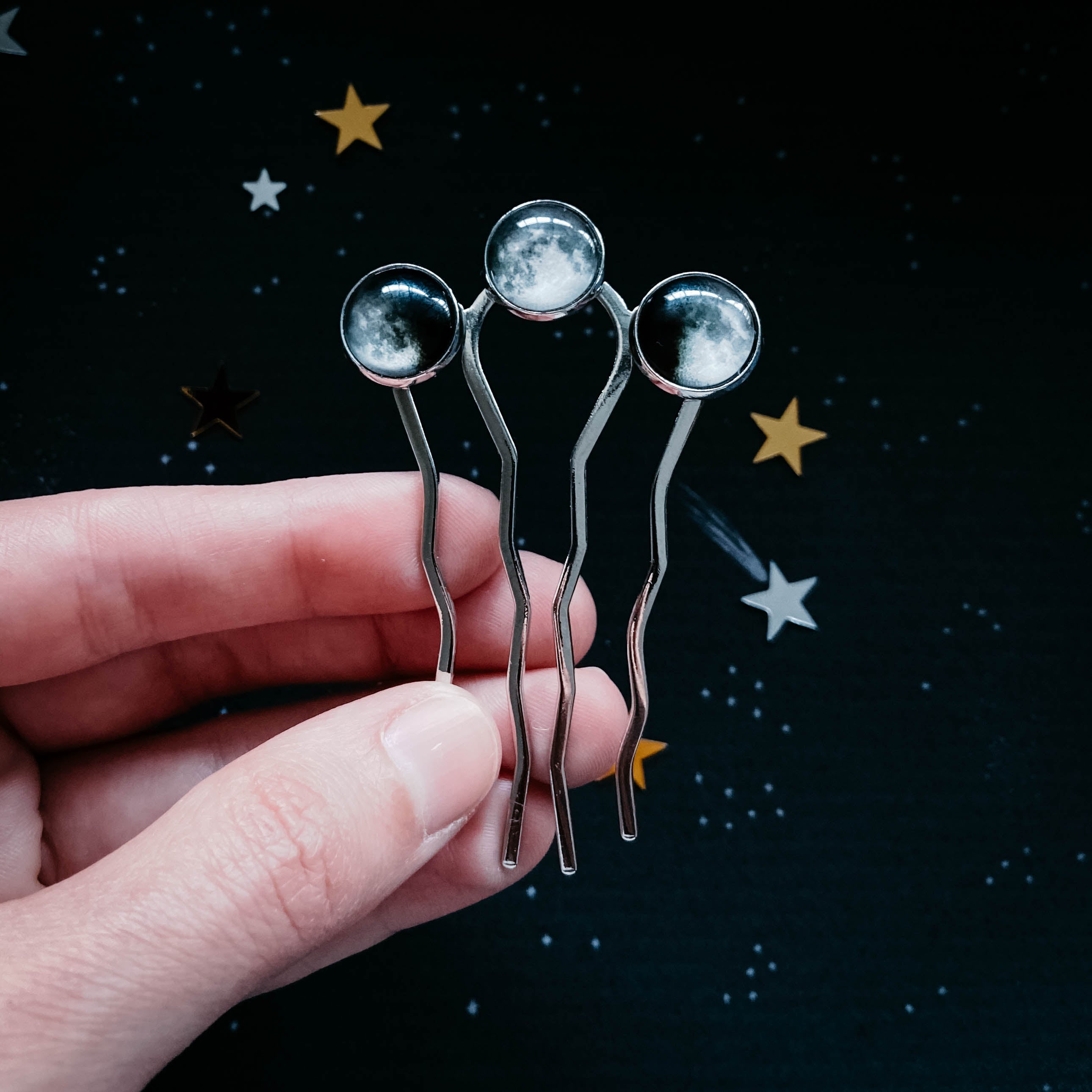 Moon Phase Trio Hair Pin | Hair Accessories | Wiccan Center