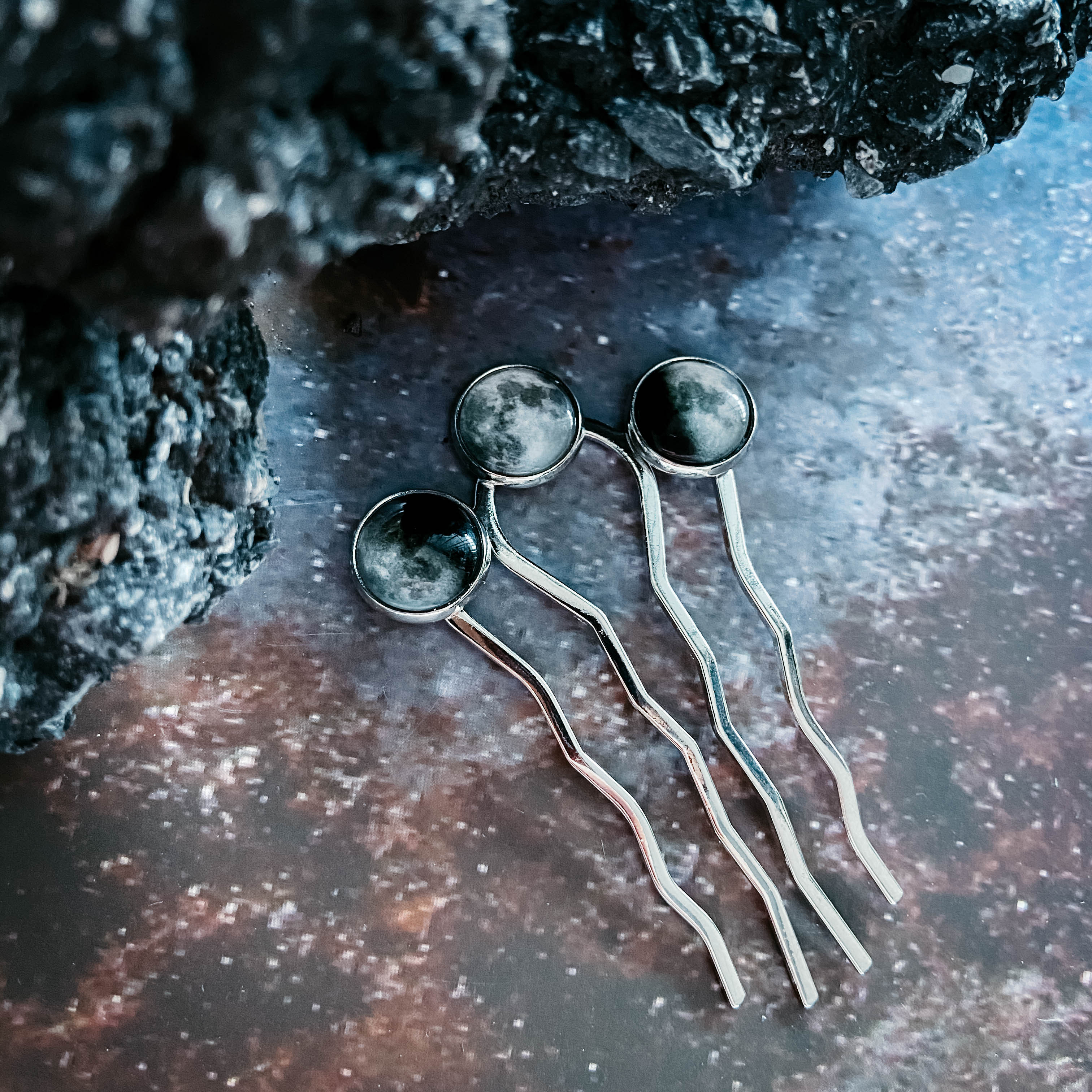 Moon Phase Trio Hair Pin | Hair Accessories | Wiccan Center
