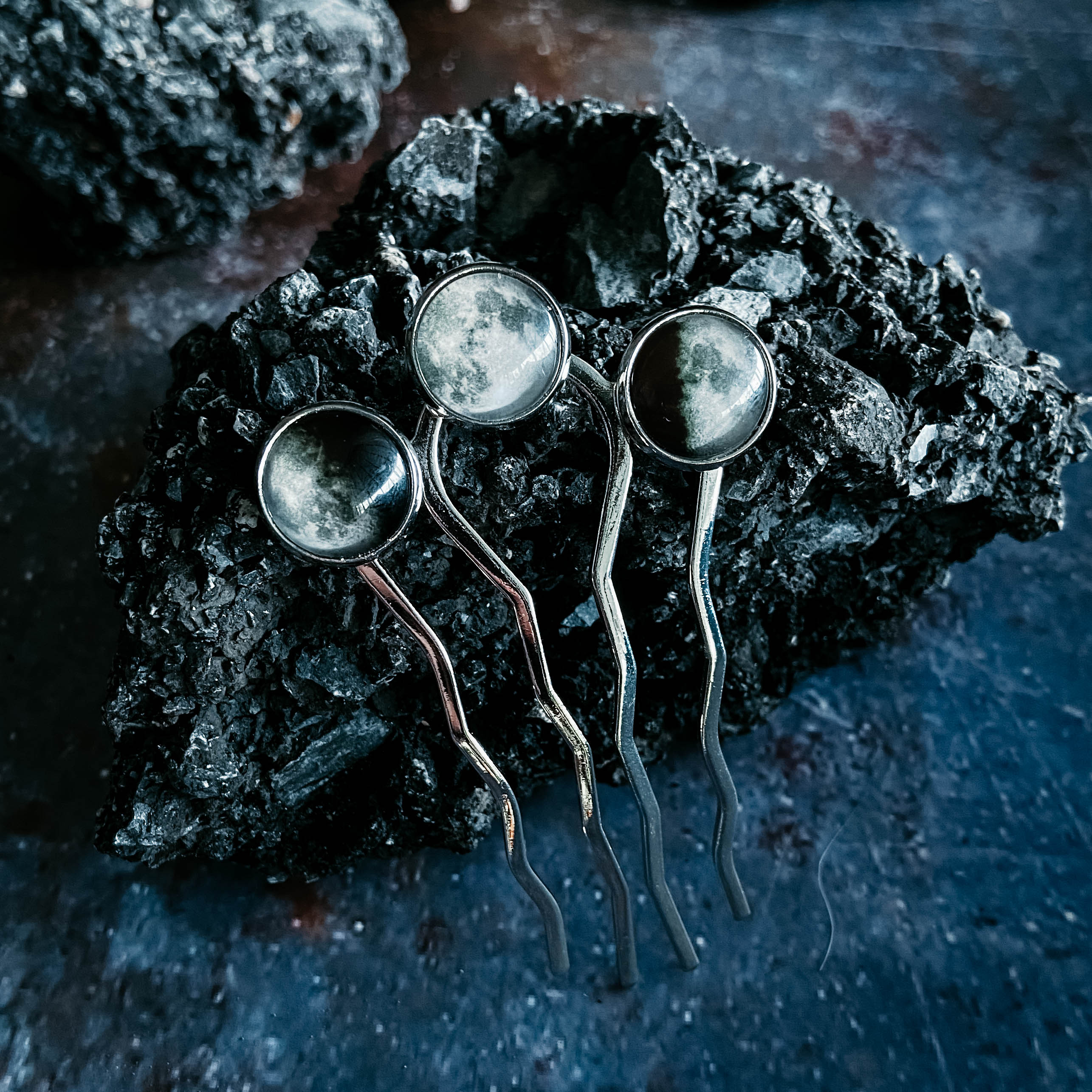 Moon Phase Trio Hair Pin | Hair Accessories | Wiccan Center
