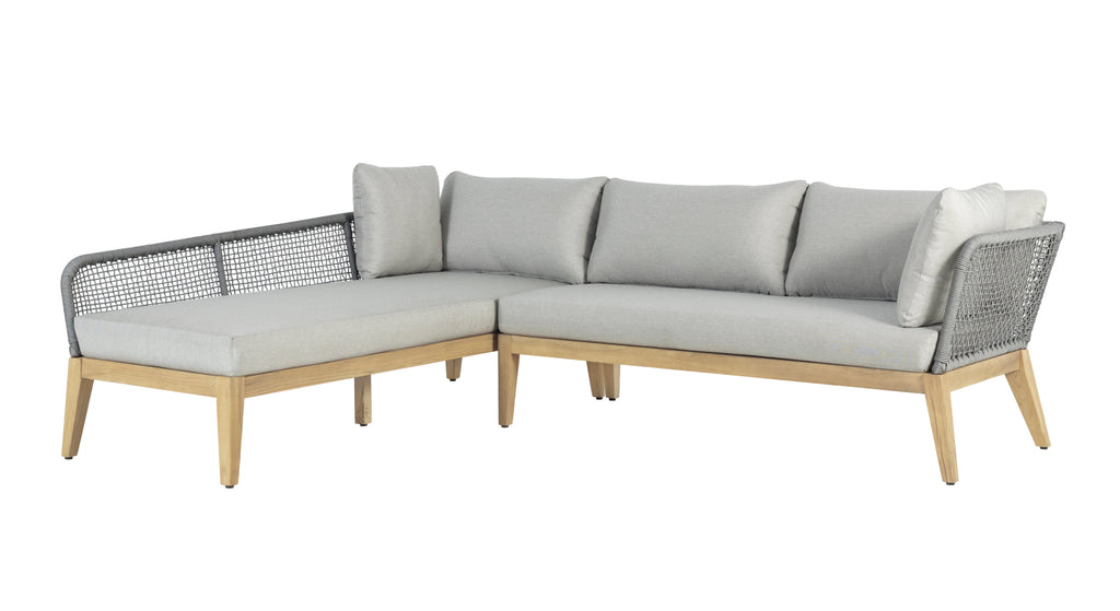 Cypress Teak Wood 2-piece Left Arm Chaise Outdoor Sectional - Gray | Outdoor sectional | Wiccan Center