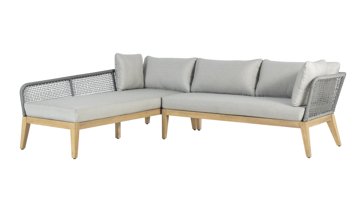 Cypress Teak Wood 2-piece Left Arm Chaise Outdoor Sectional - Gray | Outdoor sectional | Wiccan Center