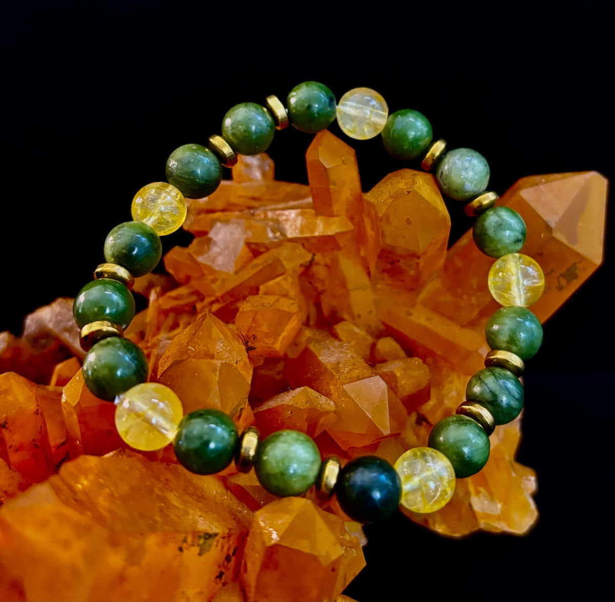 The Prosperity & Growth Touchstone | Green Jade & Citrine Intention Bracelet | | Wiccan Center