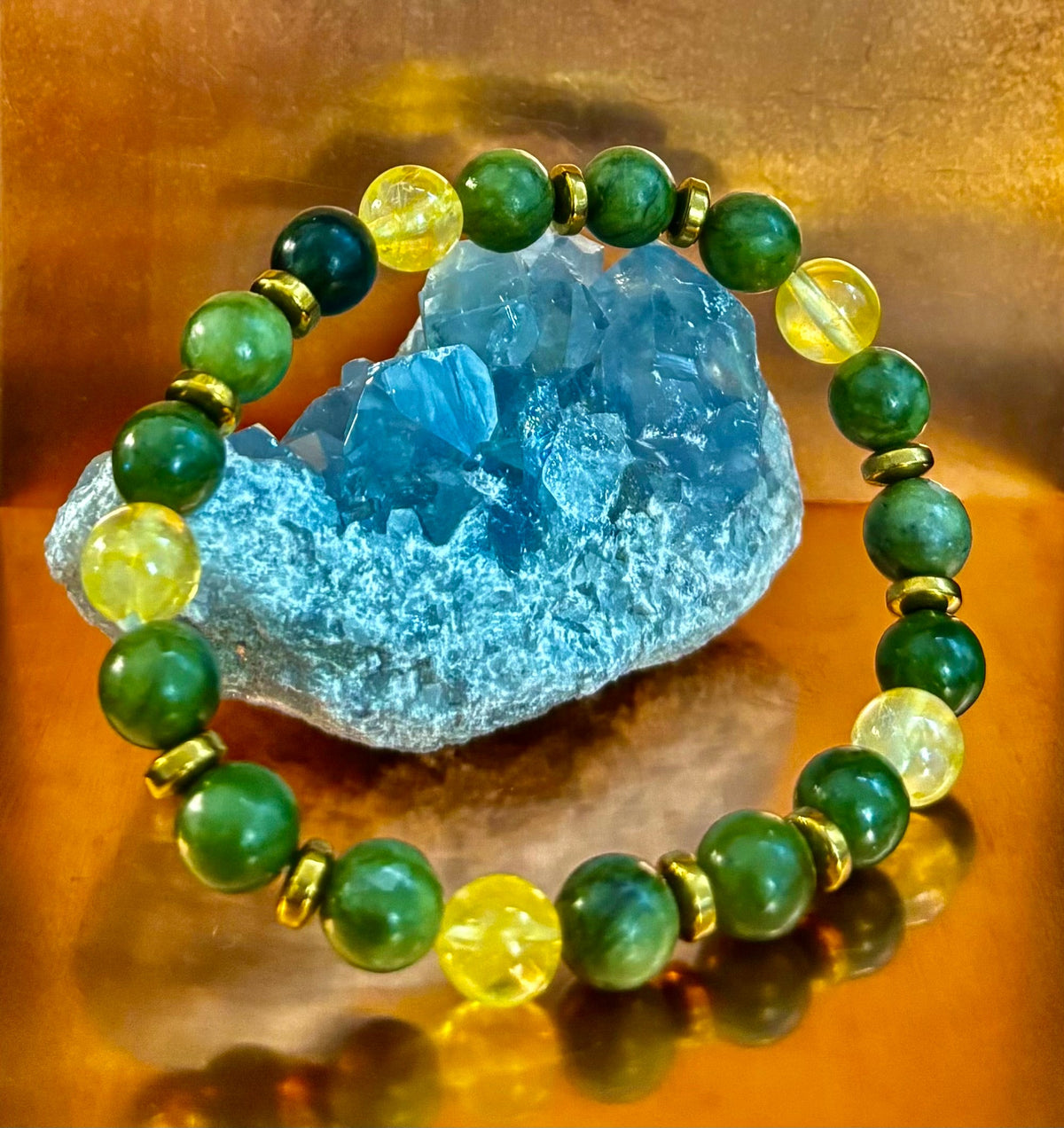 The Prosperity & Growth Touchstone | Green Jade & Citrine Intention Bracelet | | Wiccan Center