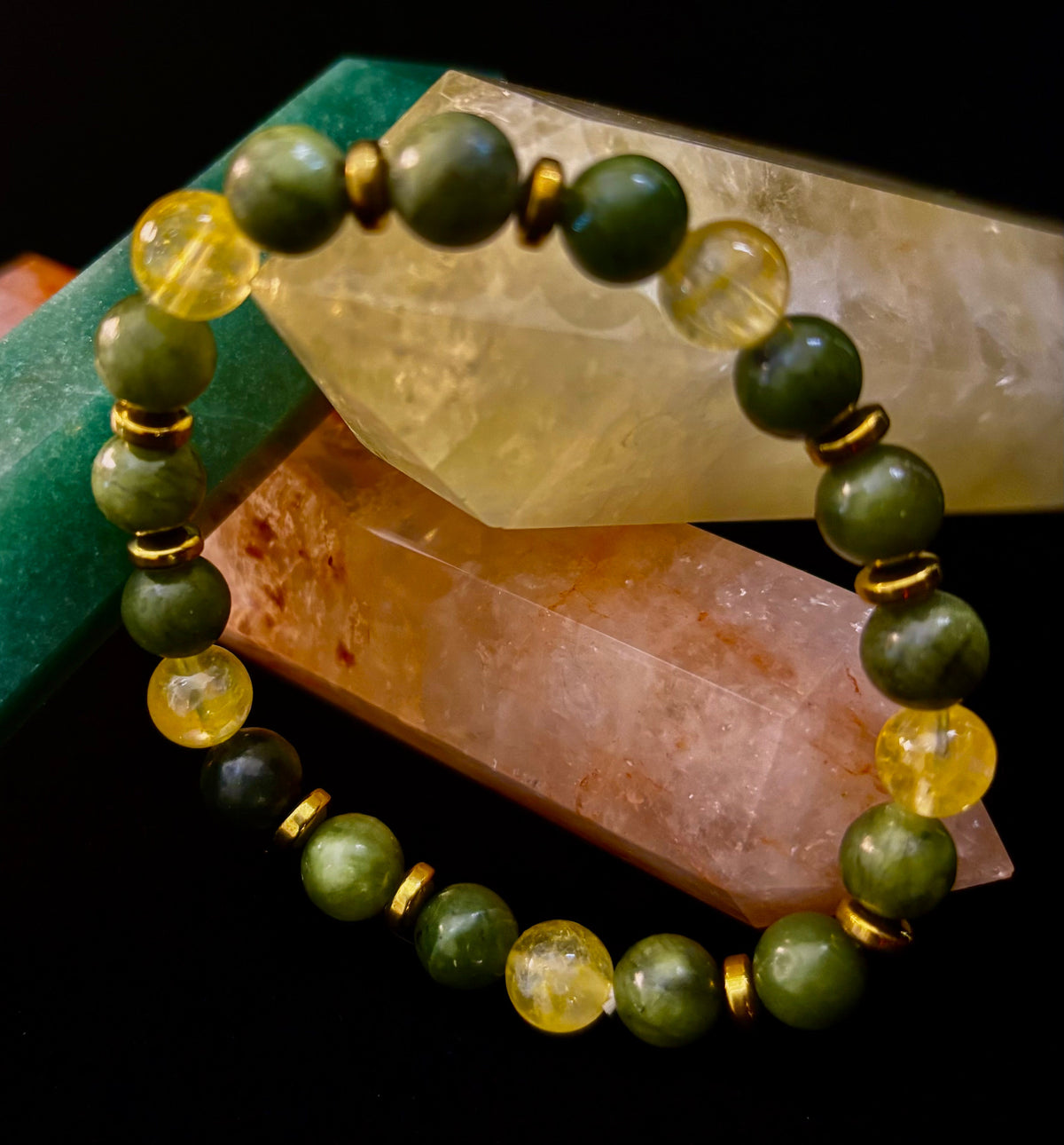 The Prosperity & Growth Touchstone | Green Jade & Citrine Intention Bracelet | | Wiccan Center