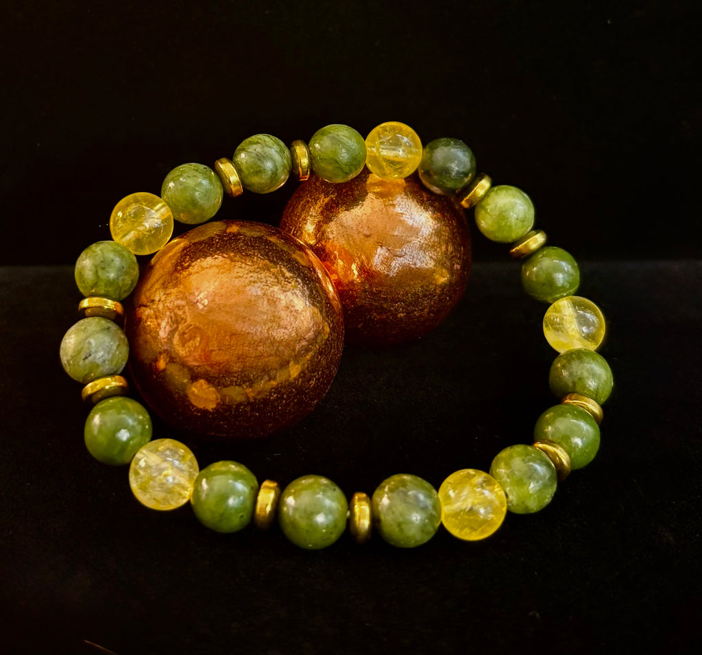 The Prosperity & Growth Touchstone | Green Jade & Citrine Intention Bracelet | | Wiccan Center
