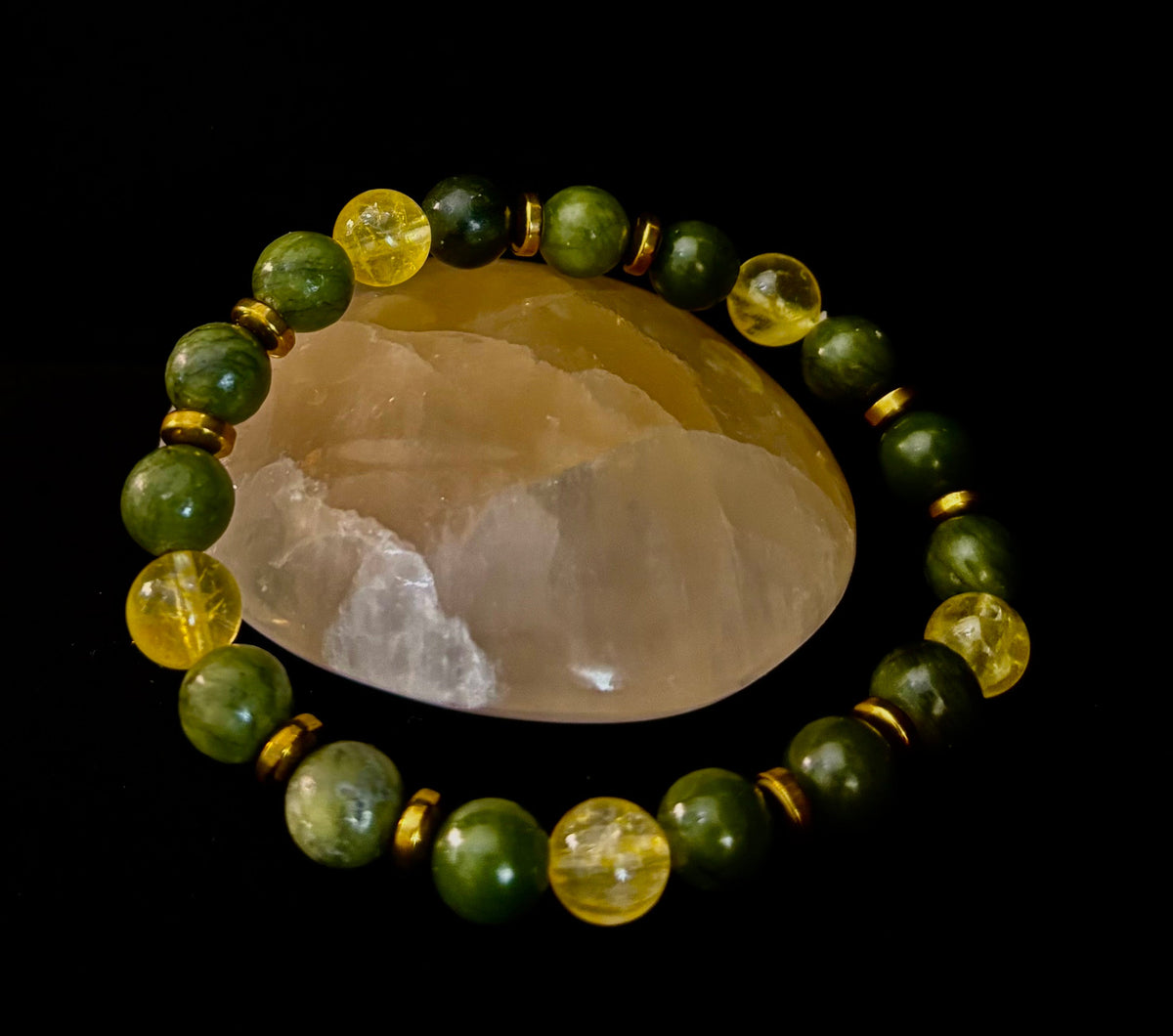 The Prosperity & Growth Touchstone | Green Jade & Citrine Intention Bracelet | | Wiccan Center