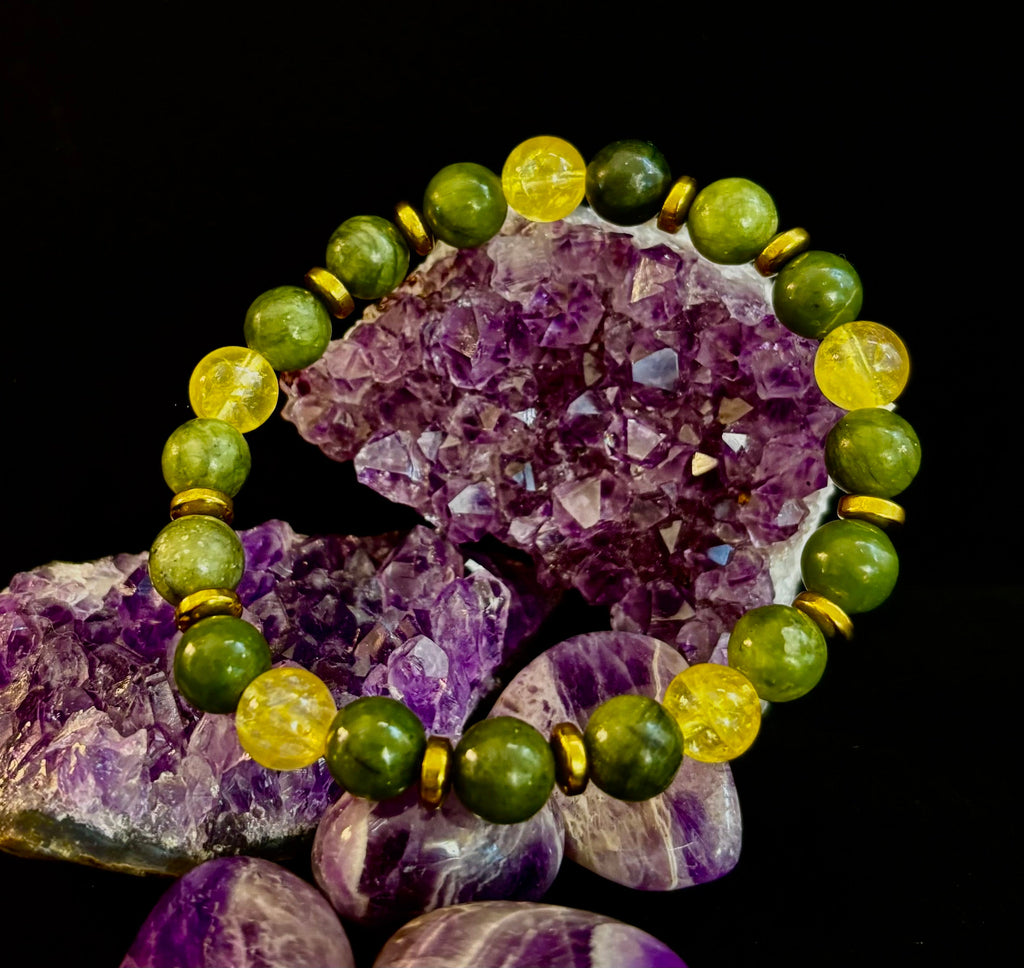 The Prosperity & Growth Touchstone | Green Jade & Citrine Intention Bracelet | | Wiccan Center