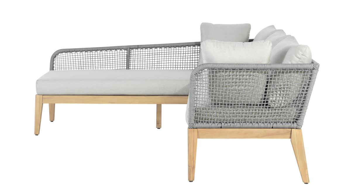 Cypress Teak Wood 2-piece Left Arm Chaise Outdoor Sectional - Gray | Outdoor sectional | Wiccan Center