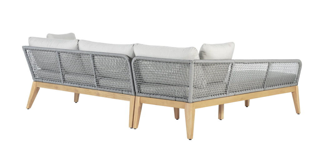 Cypress Teak Wood 2-piece Left Arm Chaise Outdoor Sectional - Gray | Outdoor sectional | Wiccan Center