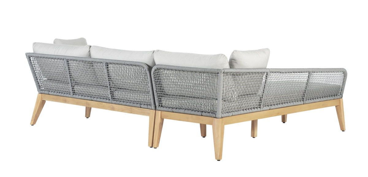 Cypress Teak Wood 2-piece Left Arm Chaise Outdoor Sectional - Gray | Outdoor sectional | Wiccan Center