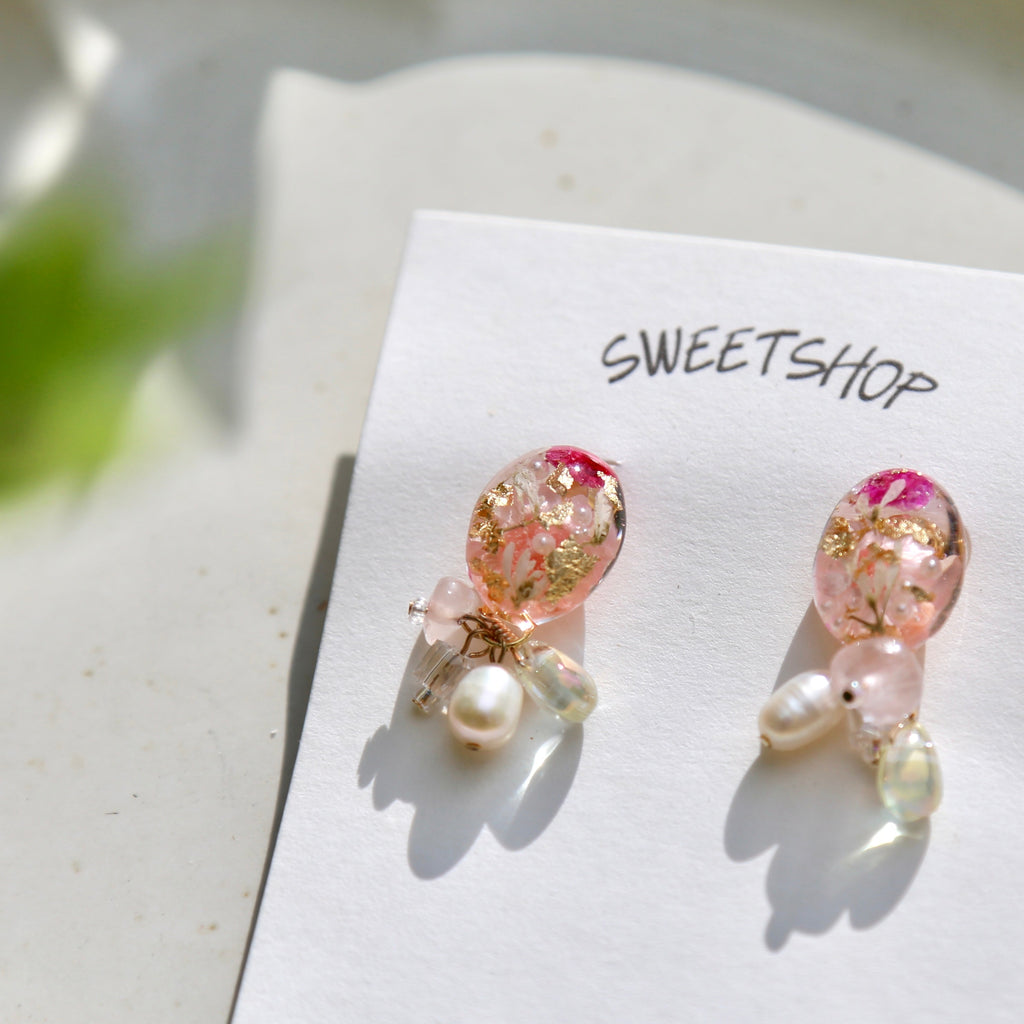 Resin Daisy Pink Earrings