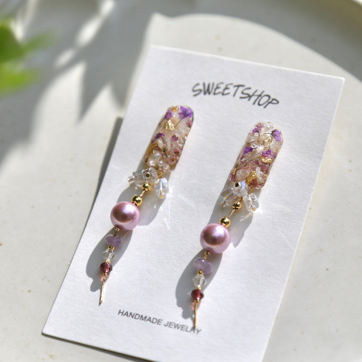 Resin Spring Flower Long Earrings