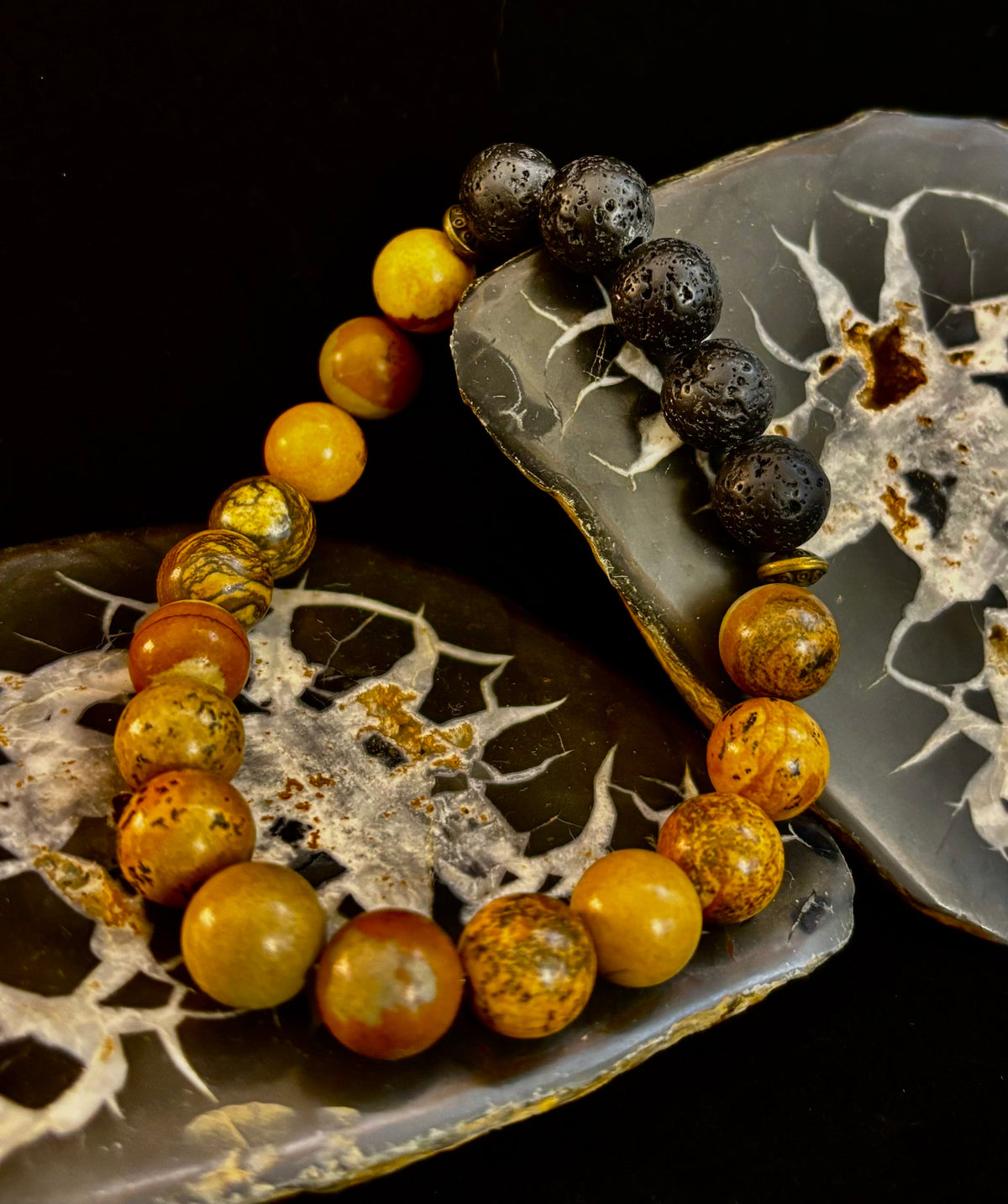 The Terra Grounding Anchor | Picture Jasper & Black Lava Essential Oil Diffuser Bracelet | | Wiccan Center