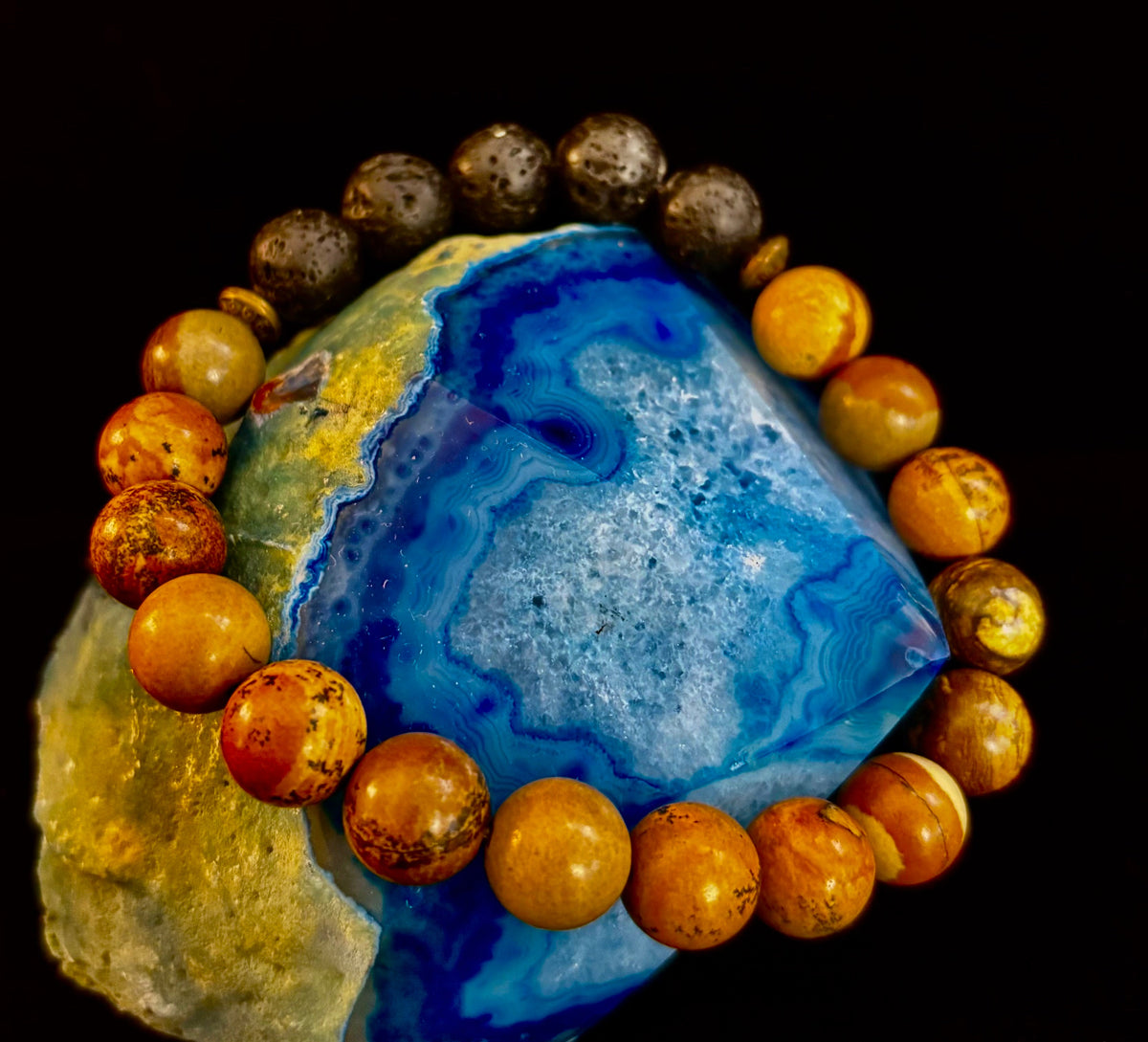 The Terra Grounding Anchor | Picture Jasper & Black Lava Essential Oil Diffuser Bracelet | | Wiccan Center