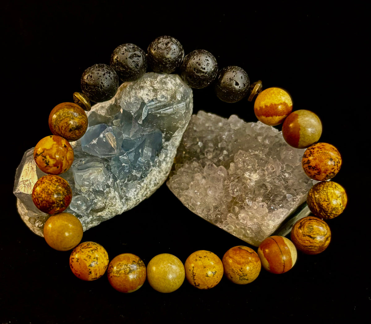 The Terra Grounding Anchor | Picture Jasper & Black Lava Essential Oil Diffuser Bracelet | | Wiccan Center