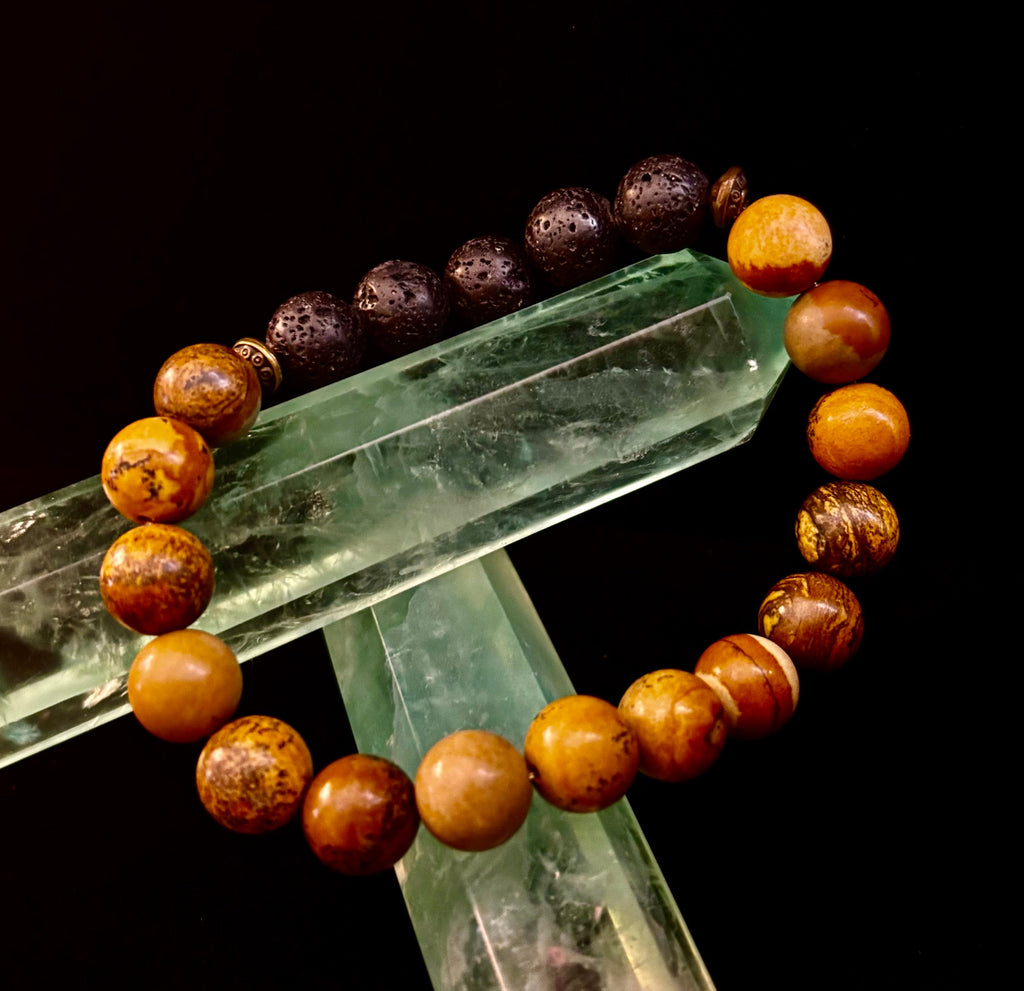 The Terra Grounding Anchor | Picture Jasper & Black Lava Essential Oil Diffuser Bracelet | | Wiccan Center