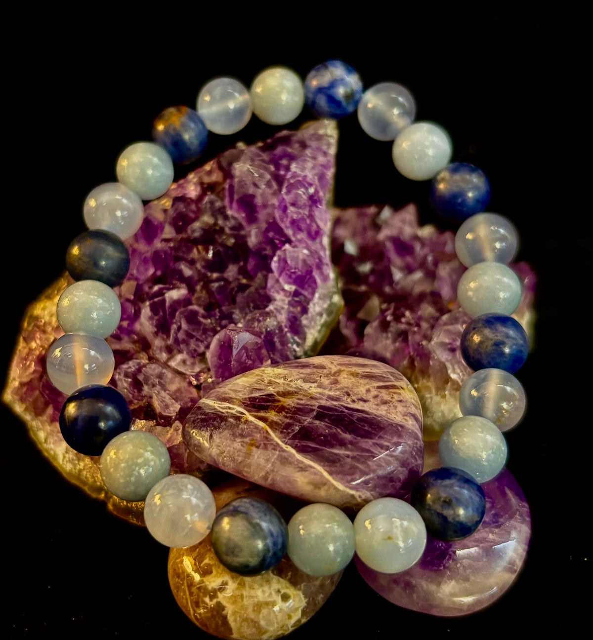 The Sacred Calm Trio | Sodalite, Chalcedony & Angelite Intention Bracelet | | Wiccan Center