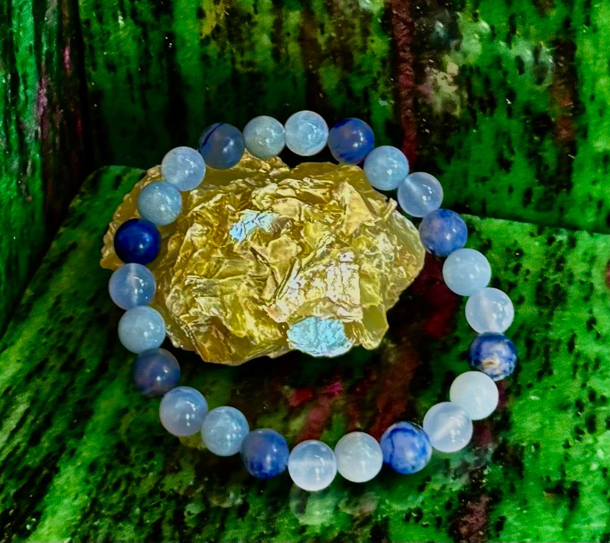 The Sacred Calm Trio | Sodalite, Chalcedony & Angelite Intention Bracelet | | Wiccan Center
