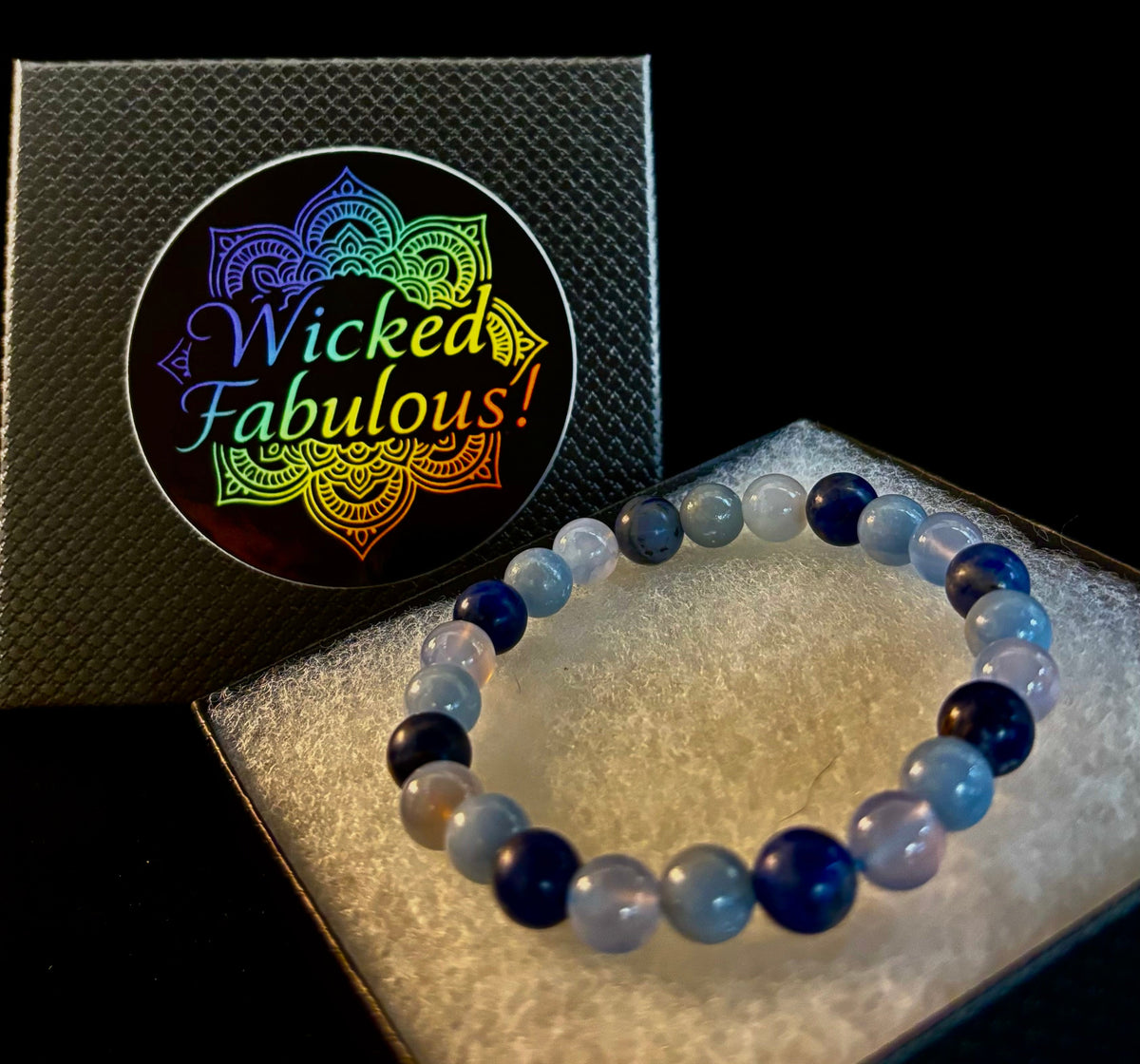 The Sacred Calm Trio | Sodalite, Chalcedony & Angelite Intention Bracelet | | Wiccan Center