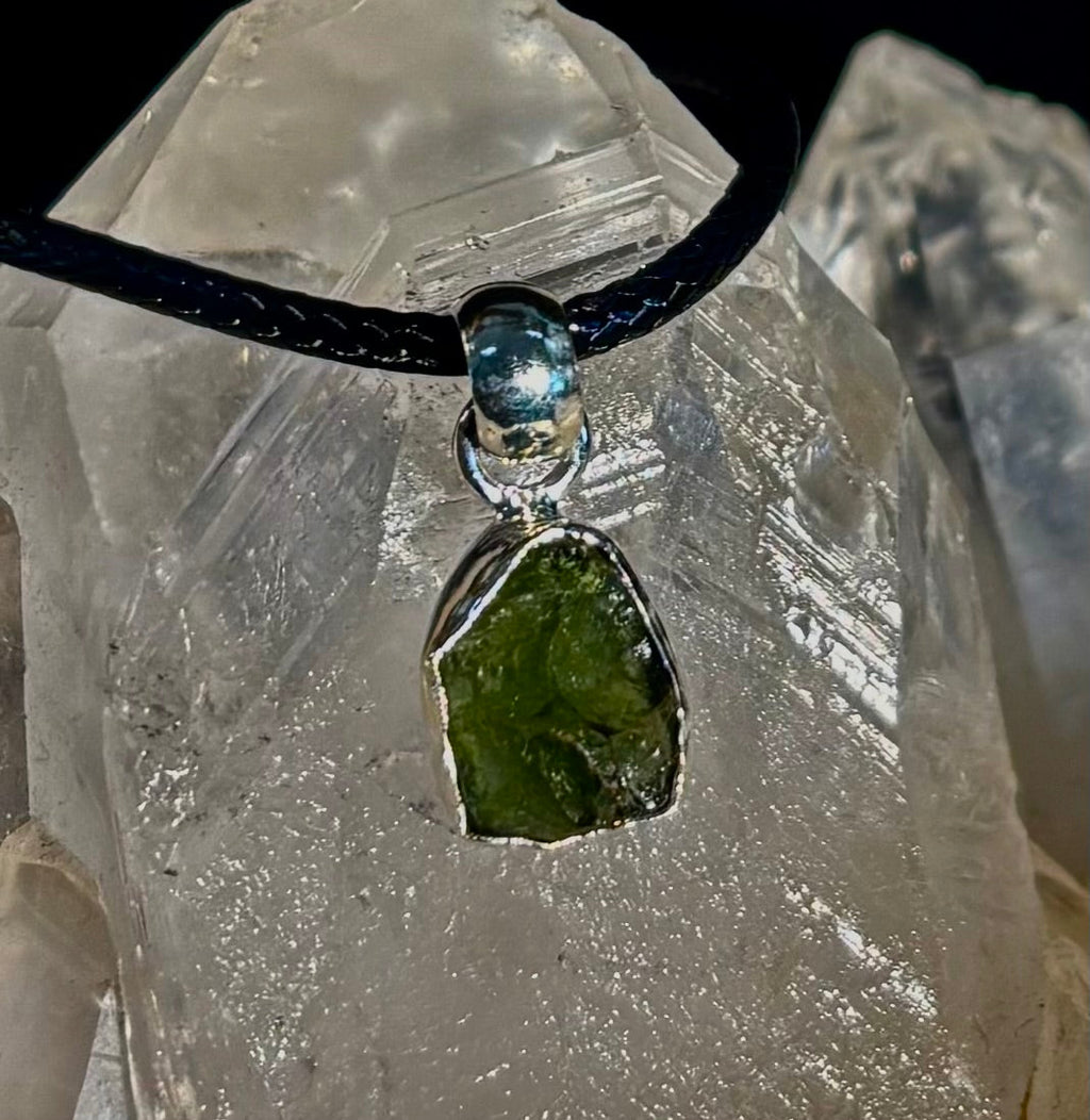 Raw Moldavite Pendant Necklace - Cosmic Transformation (Choose Your Exact Piece) | | Wiccan Center