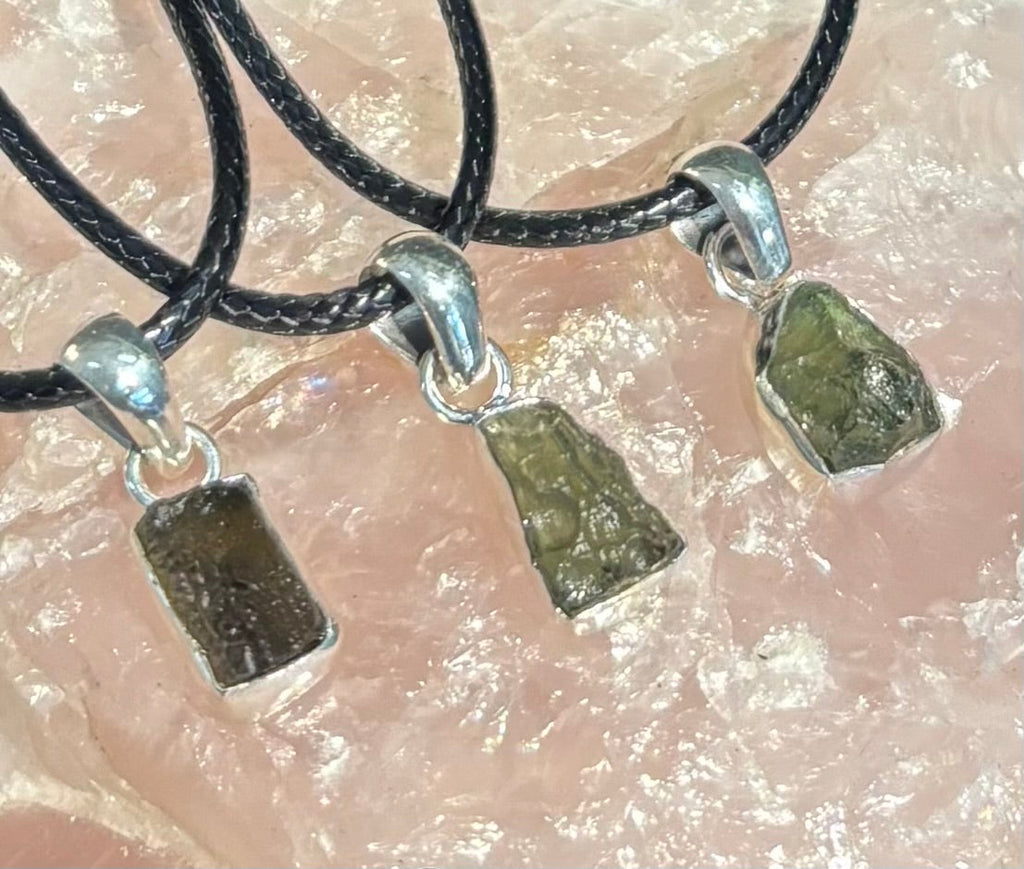 Raw Moldavite Pendant Necklace - Cosmic Transformation (Choose Your Exact Piece) | | Wiccan Center