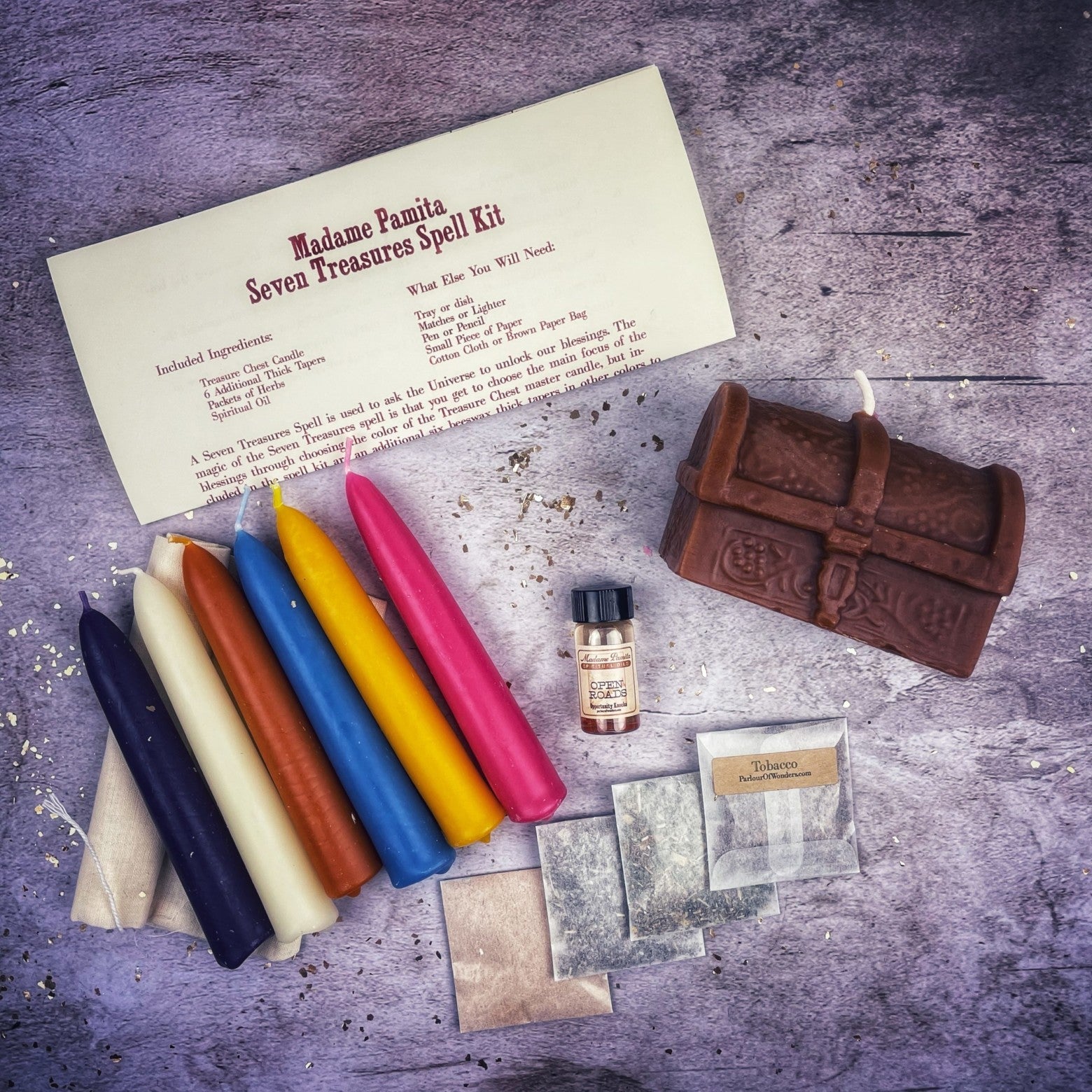 Seven Treasures Candle Spell Kit - Unlock Blessings & Abundance | Candle Spell Kit | Wiccan Center