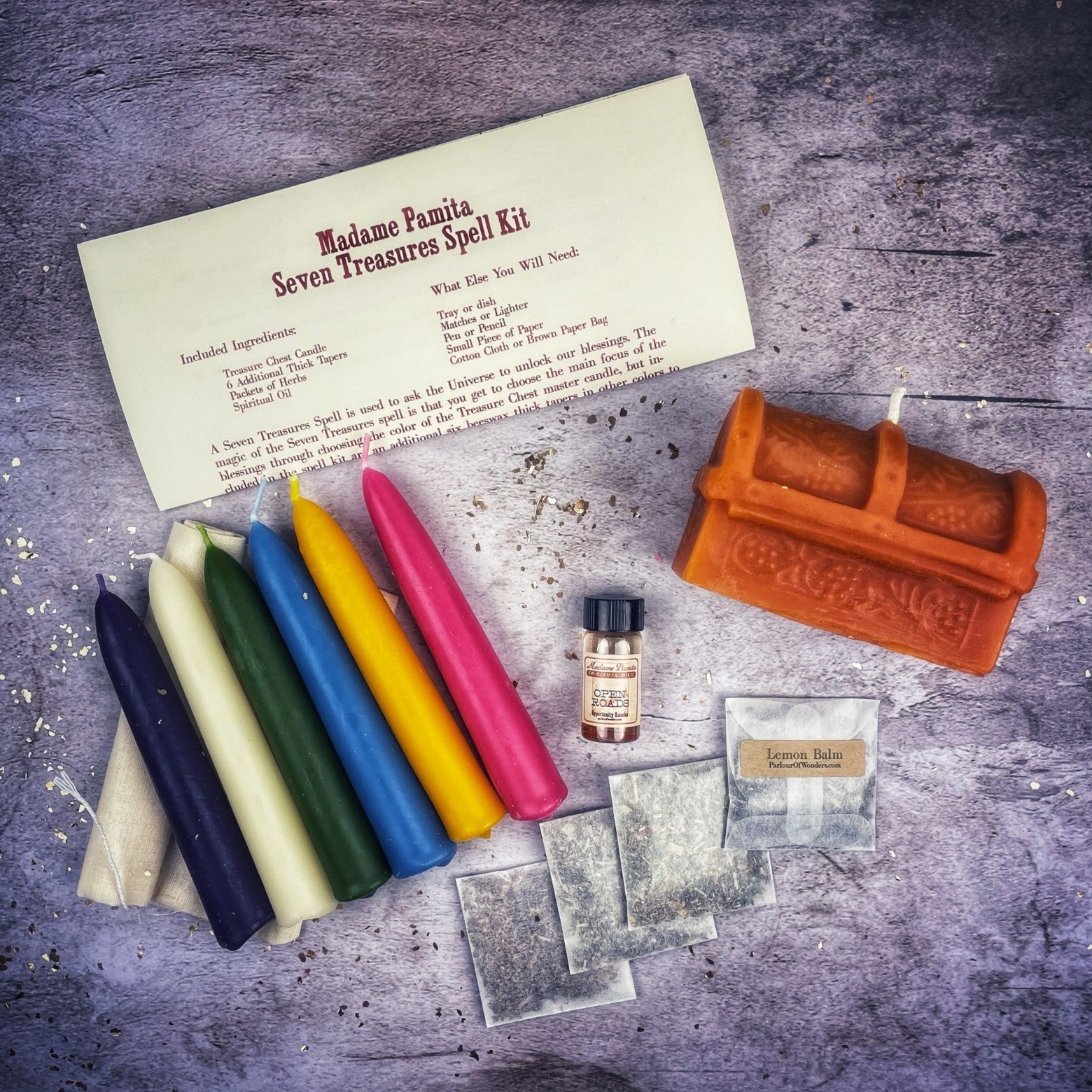 Seven Treasures Candle Spell Kit - Unlock Blessings & Abundance | Candle Spell Kit | Wiccan Center