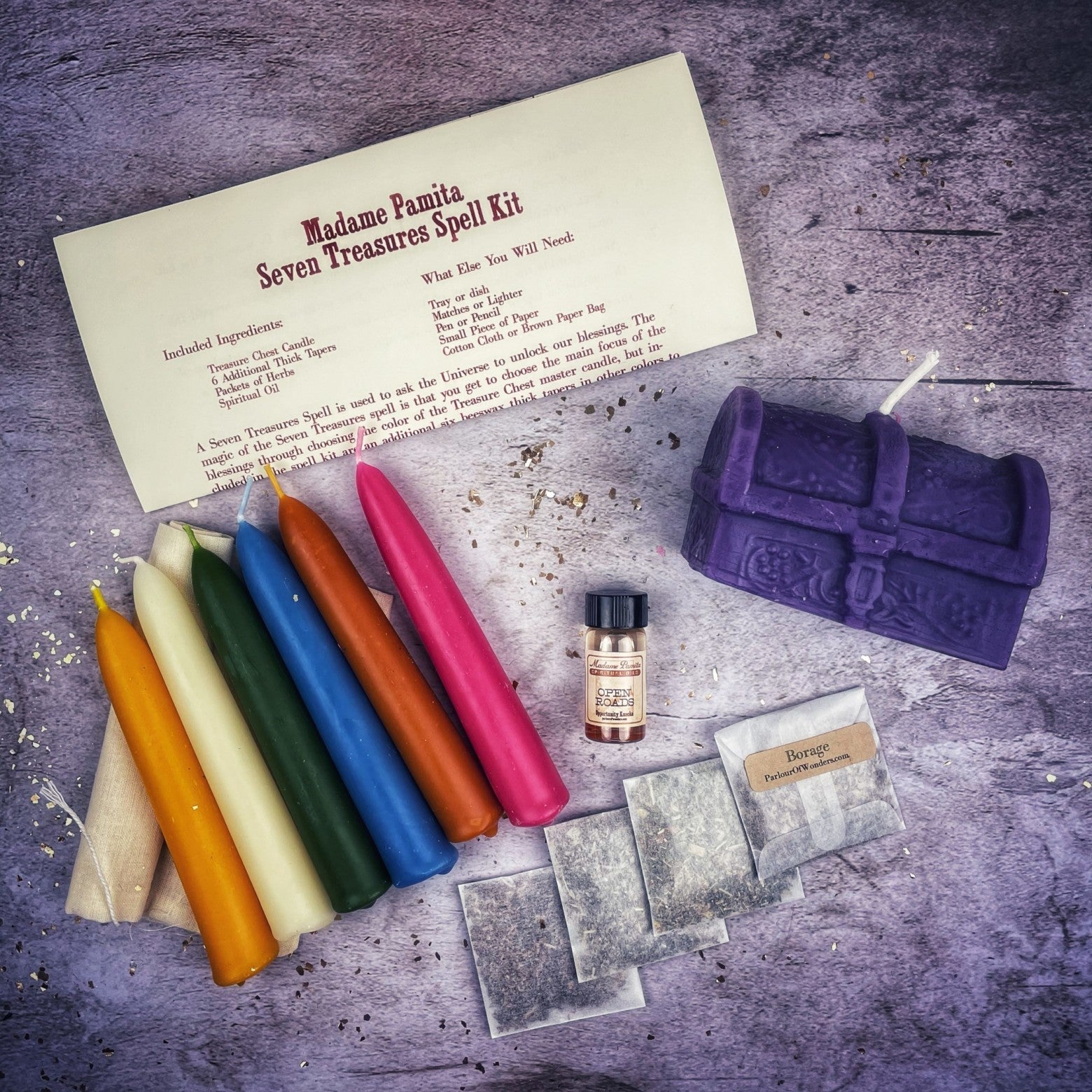 Seven Treasures Candle Spell Kit - Unlock Blessings & Abundance | Candle Spell Kit | Wiccan Center