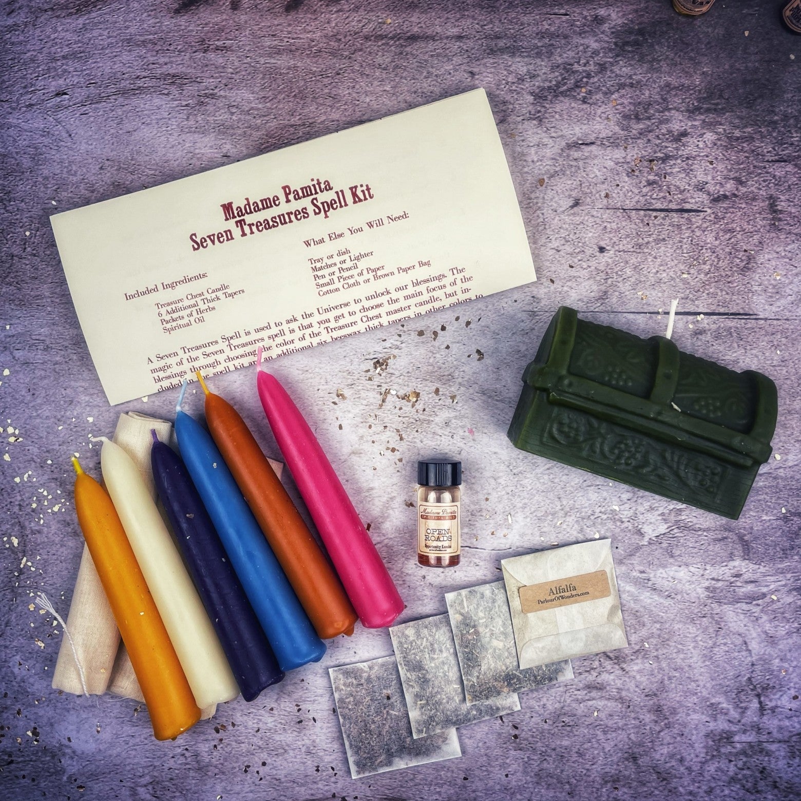 Seven Treasures Candle Spell Kit - Unlock Blessings & Abundance | Candle Spell Kit | Wiccan Center