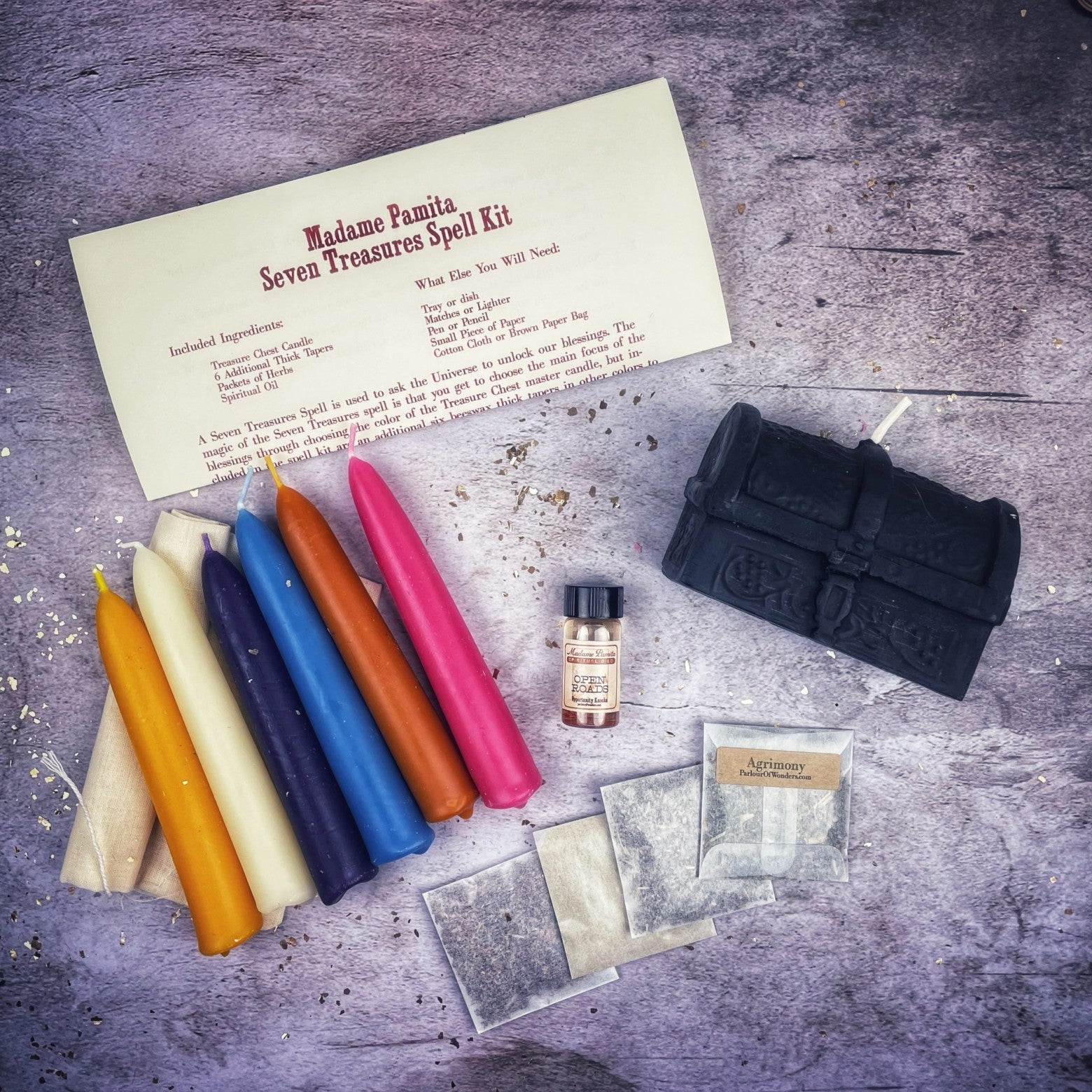 Seven Treasures Candle Spell Kit - Unlock Blessings & Abundance | Candle Spell Kit | Wiccan Center