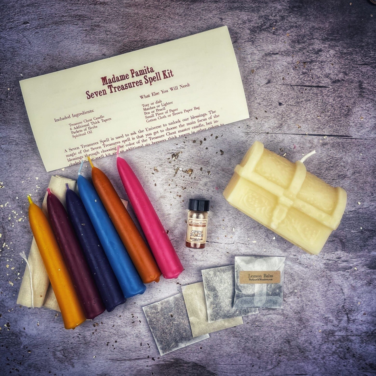 Seven Treasures Candle Spell Kit - Unlock Blessings & Abundance | Candle Spell Kit | Wiccan Center