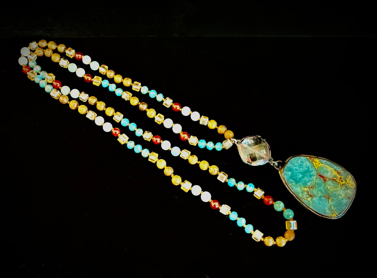 Statement Amazonite Pendant Necklace - Truth, Harmony & Calm | | Wiccan Center