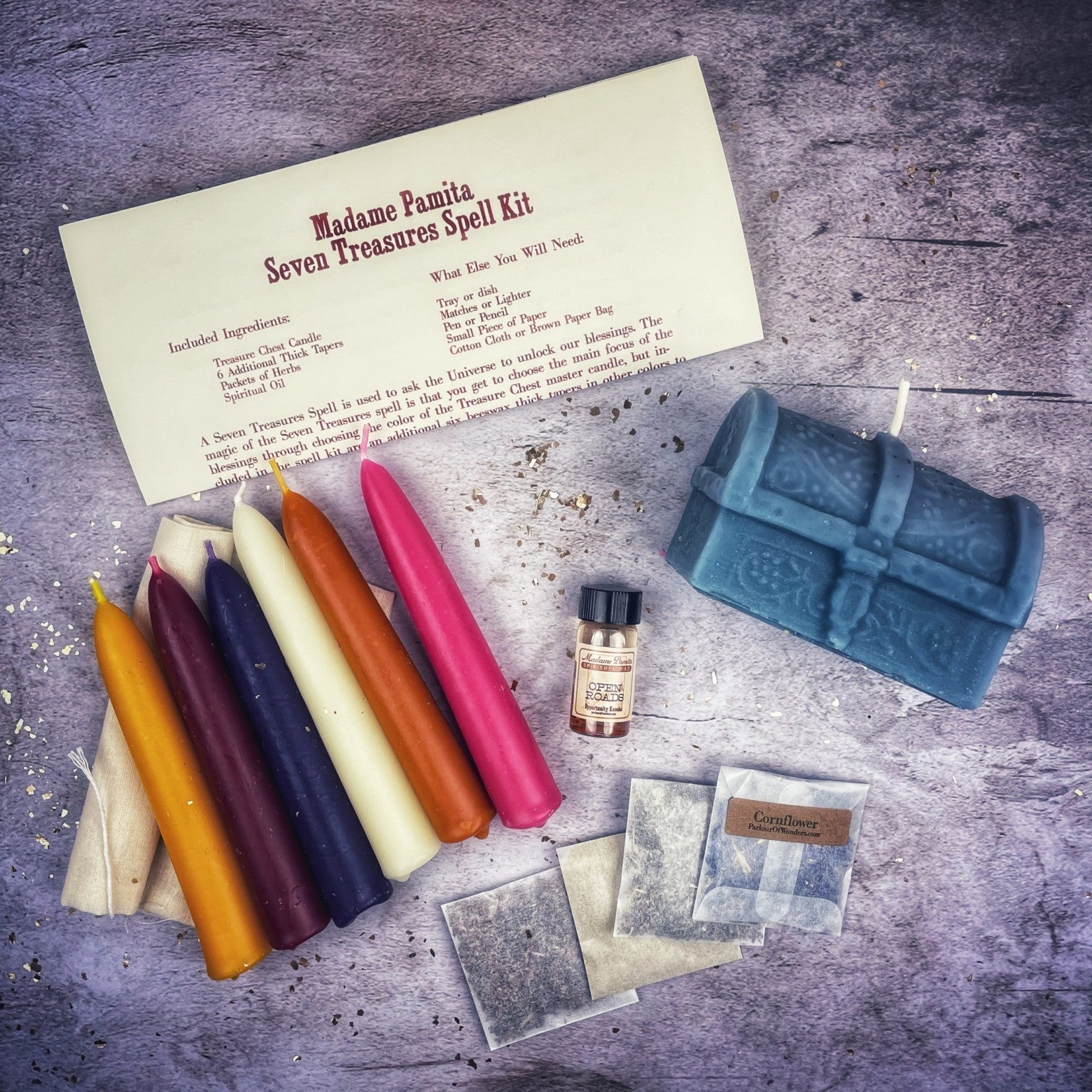 Seven Treasures Candle Spell Kit - Unlock Blessings & Abundance | Candle Spell Kit | Wiccan Center