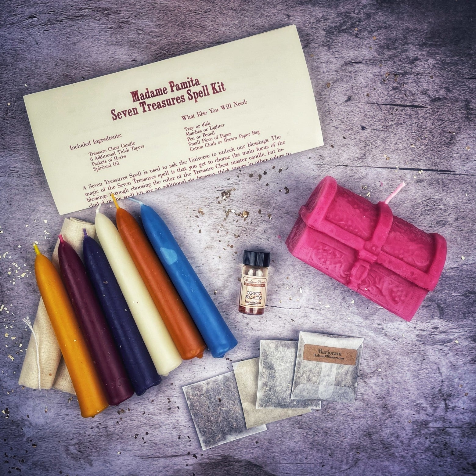 Seven Treasures Candle Spell Kit - Unlock Blessings & Abundance | Candle Spell Kit | Wiccan Center